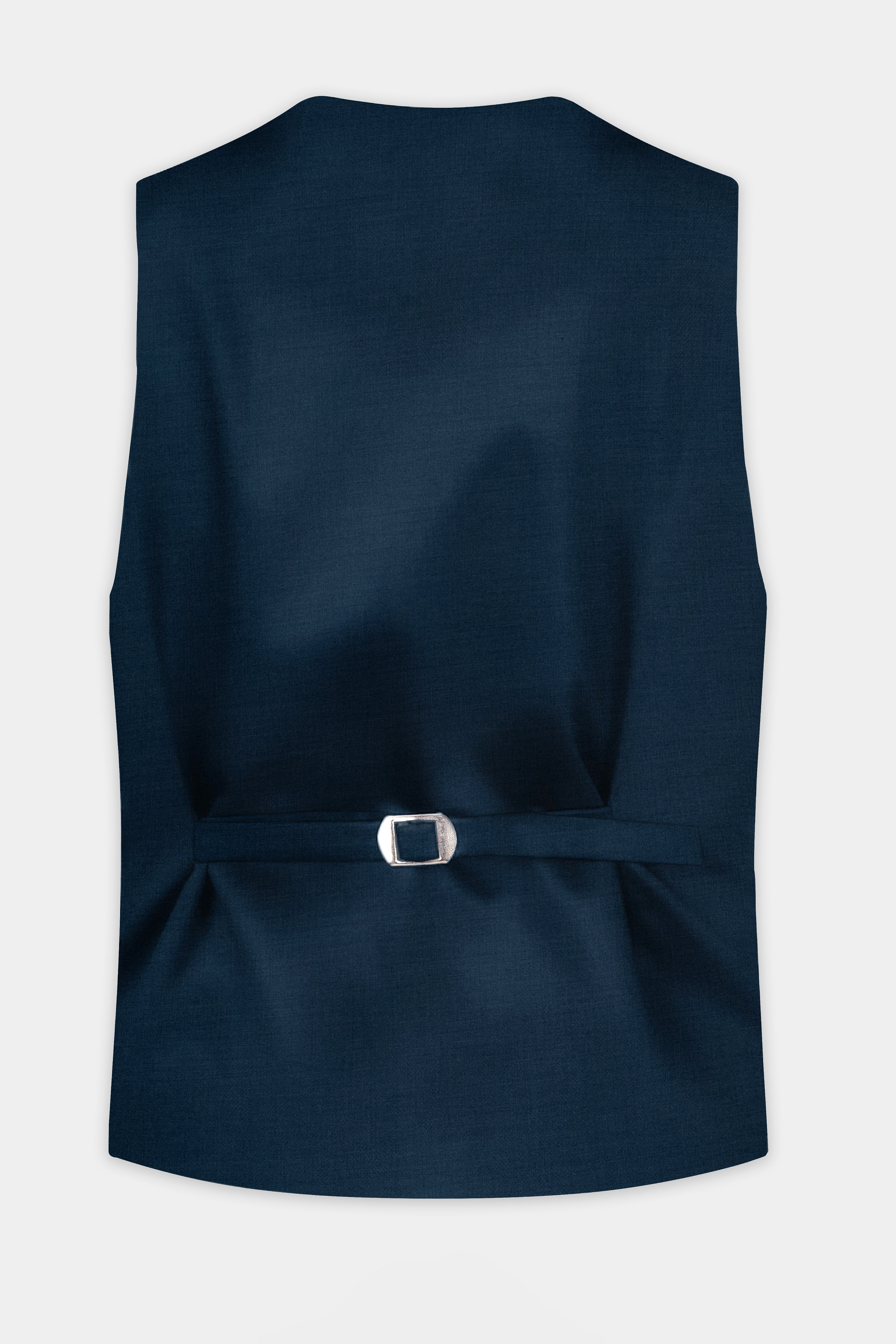 Daintree Blue Solid Wool Blend Waistcoat