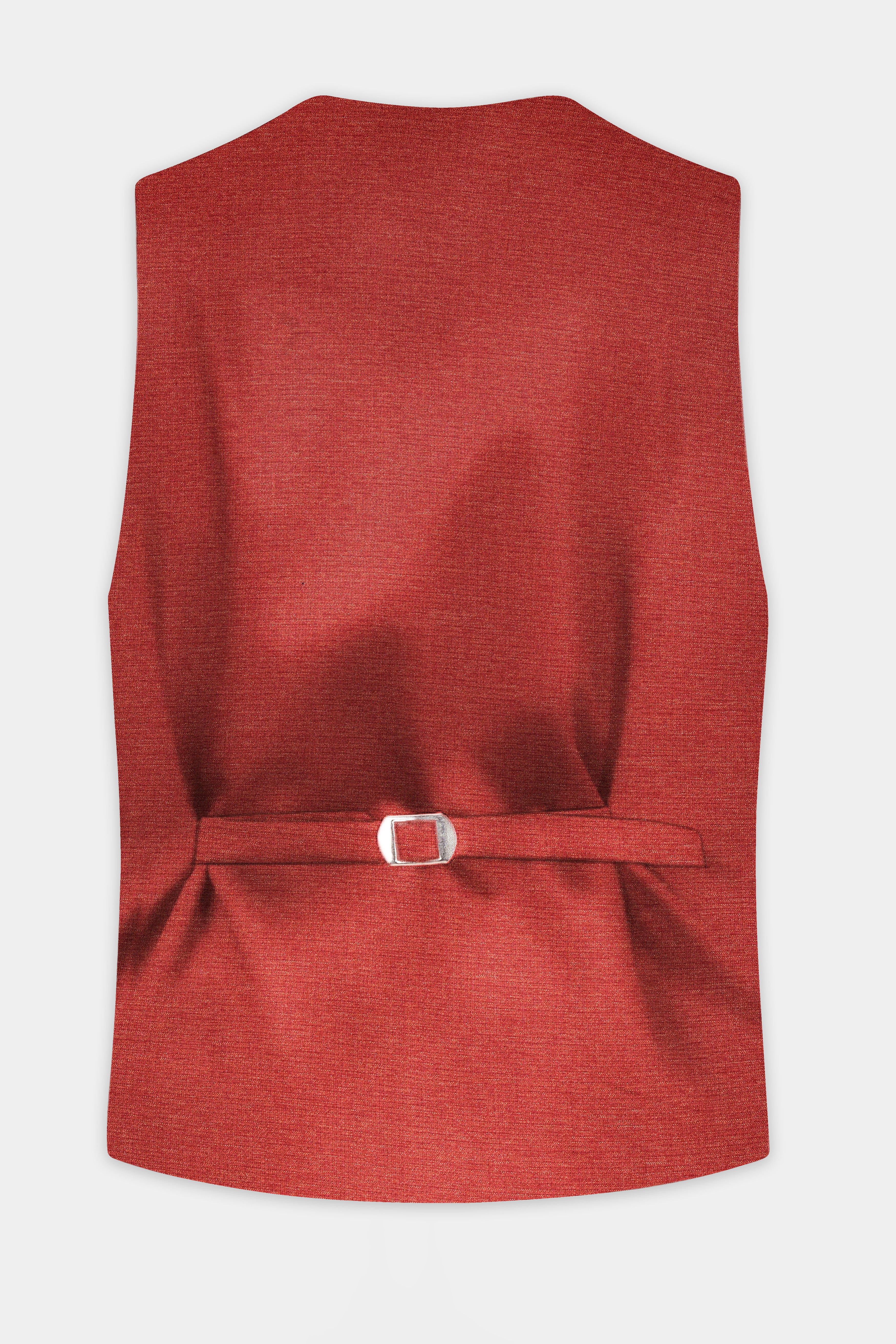 Brick Red Textured Waistcoat