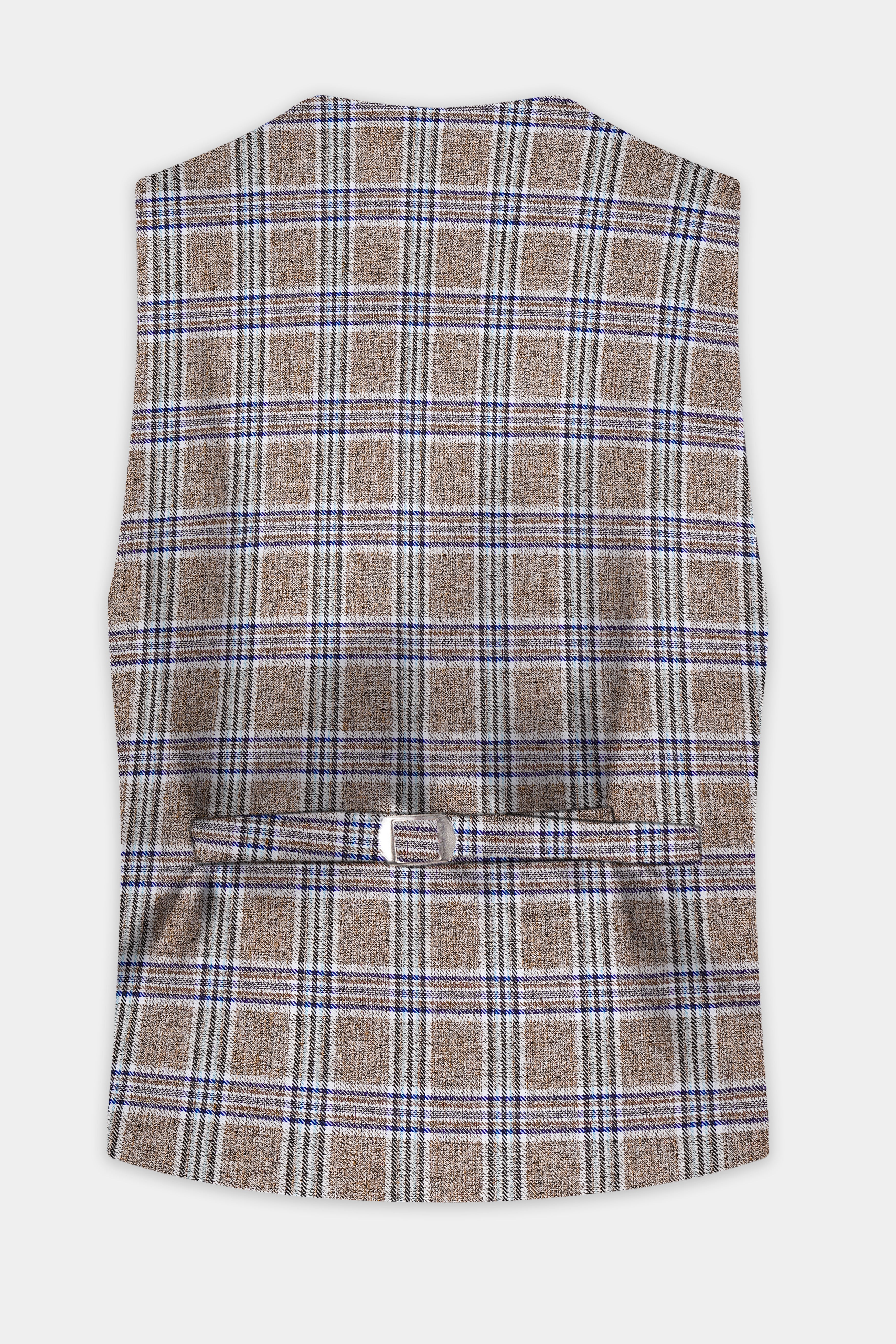 Shadow Brown with Rhino Blue Plaid Wool Blend Waistcoat