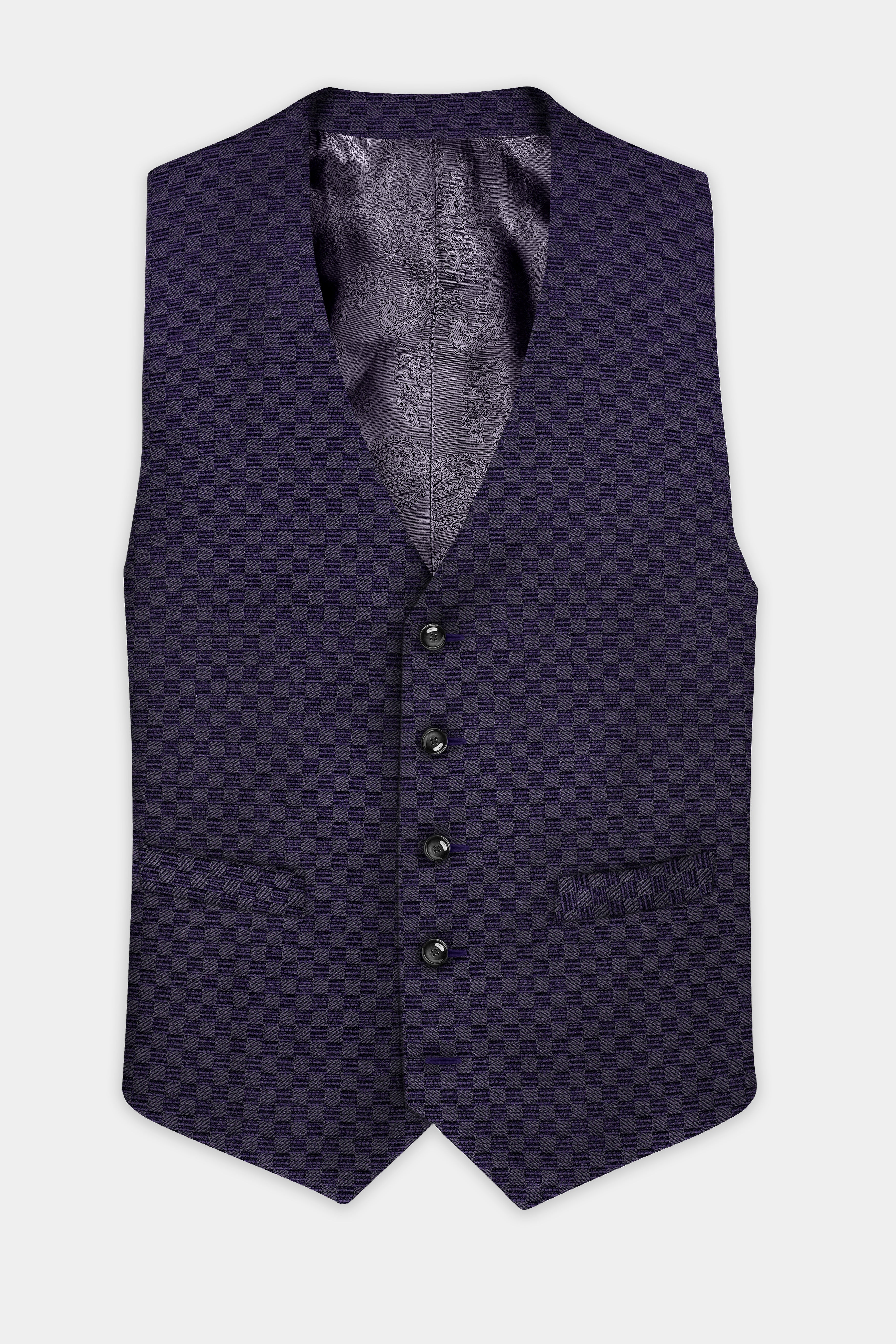 Ebony Purple Jacquard textured Waistcoat