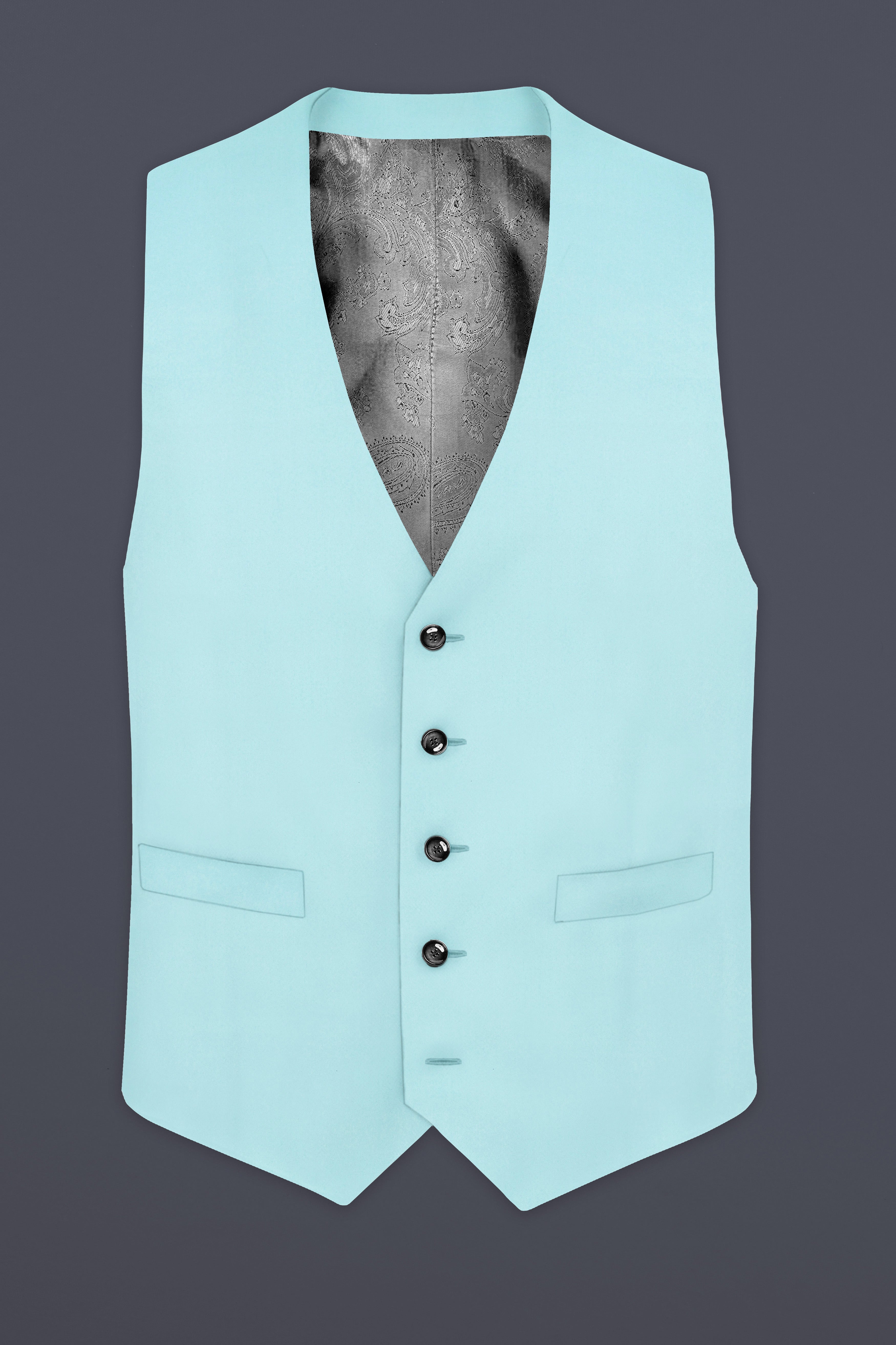 Sinbad Blue Solid Wool Blend Waistcoat