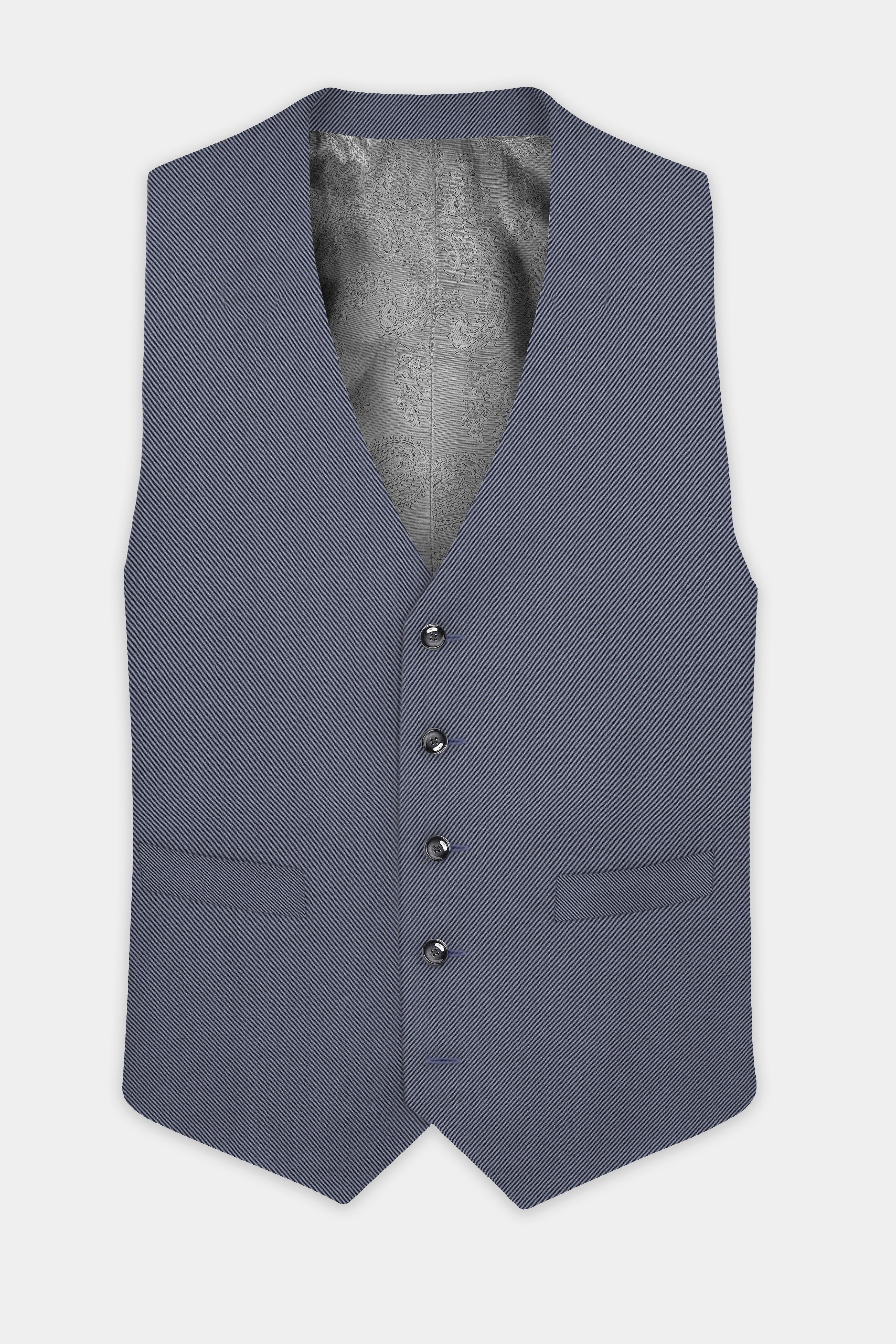 Iridium Gray Textured Cotton Waistcoat