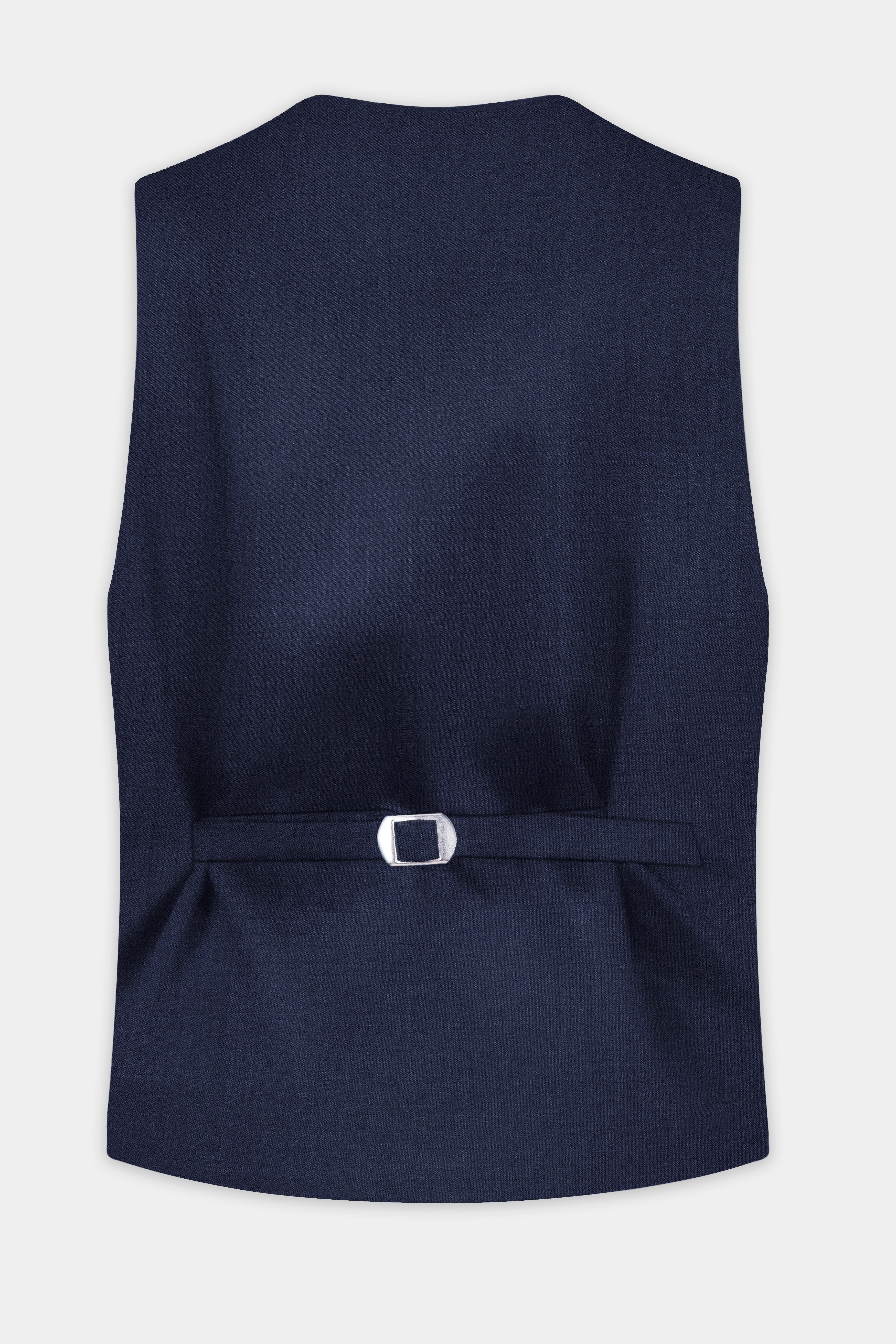 Mizzoni Blue Solid Wool Blend Waistcoat