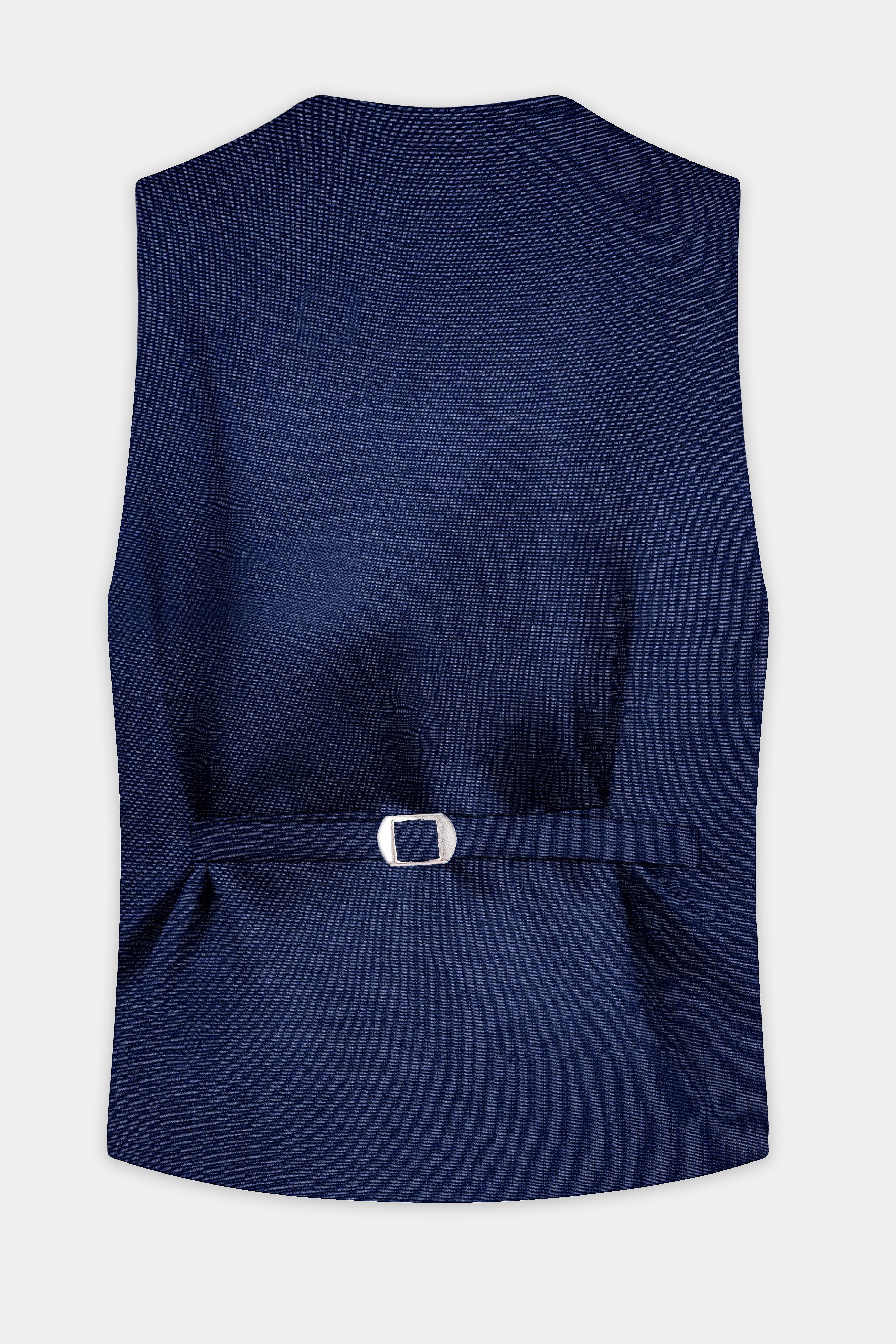 Firefly Blue Textured Wool Blend Waistcoat