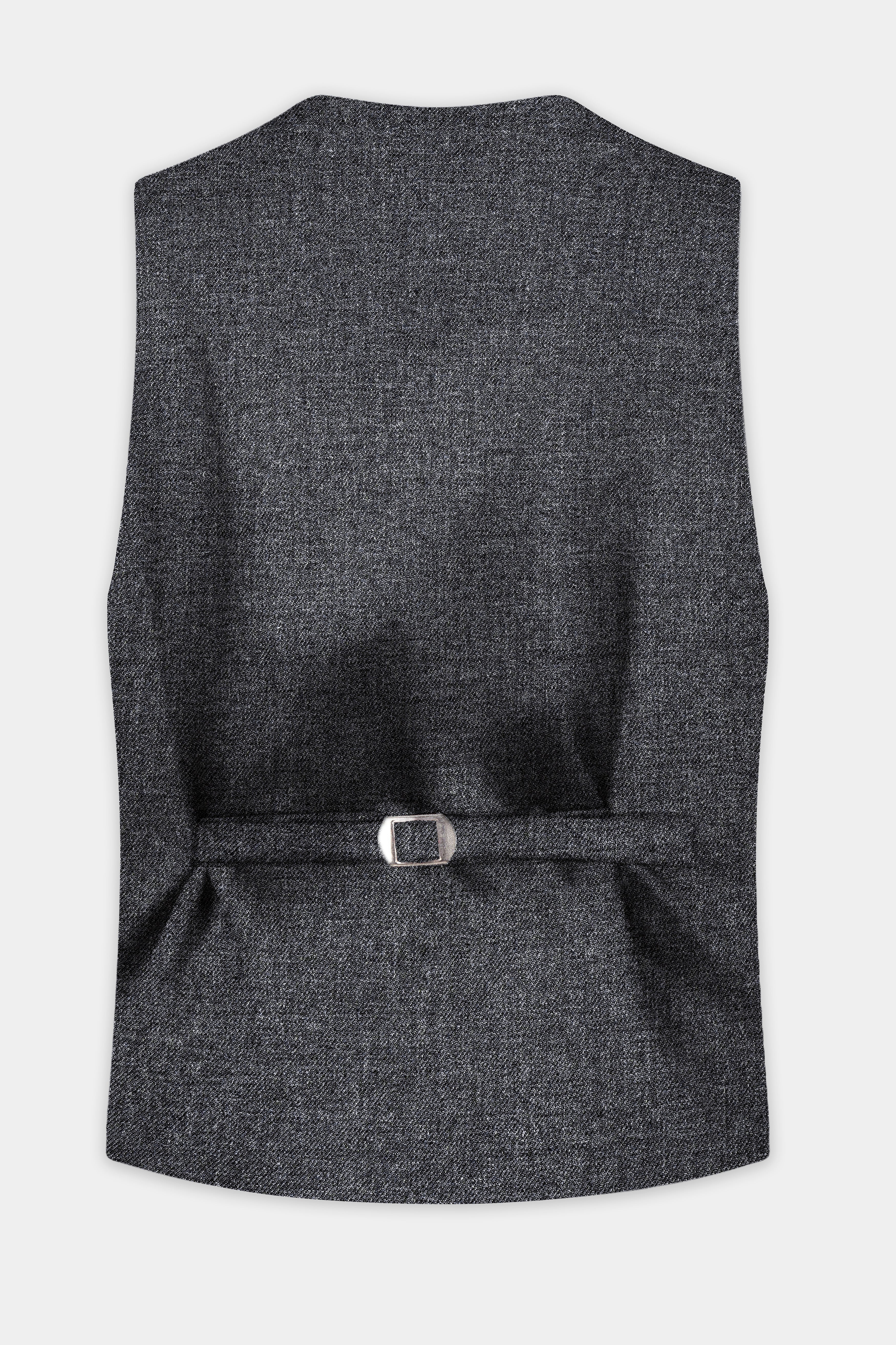 Vampire Gray Textured Wool Blend Flannel Waistcoat