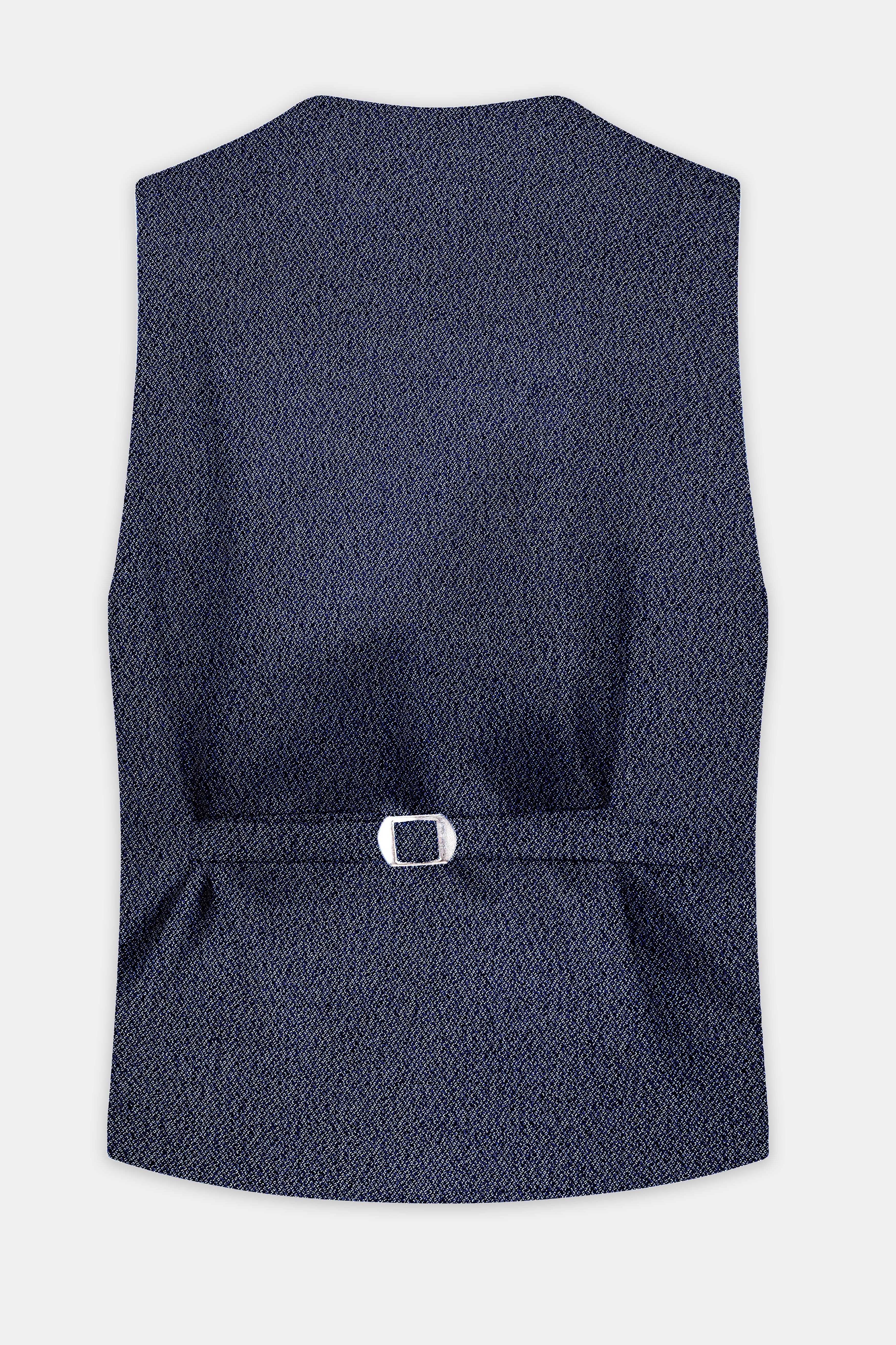 Ebony Clay Blue Textured Cotton Waistcoat