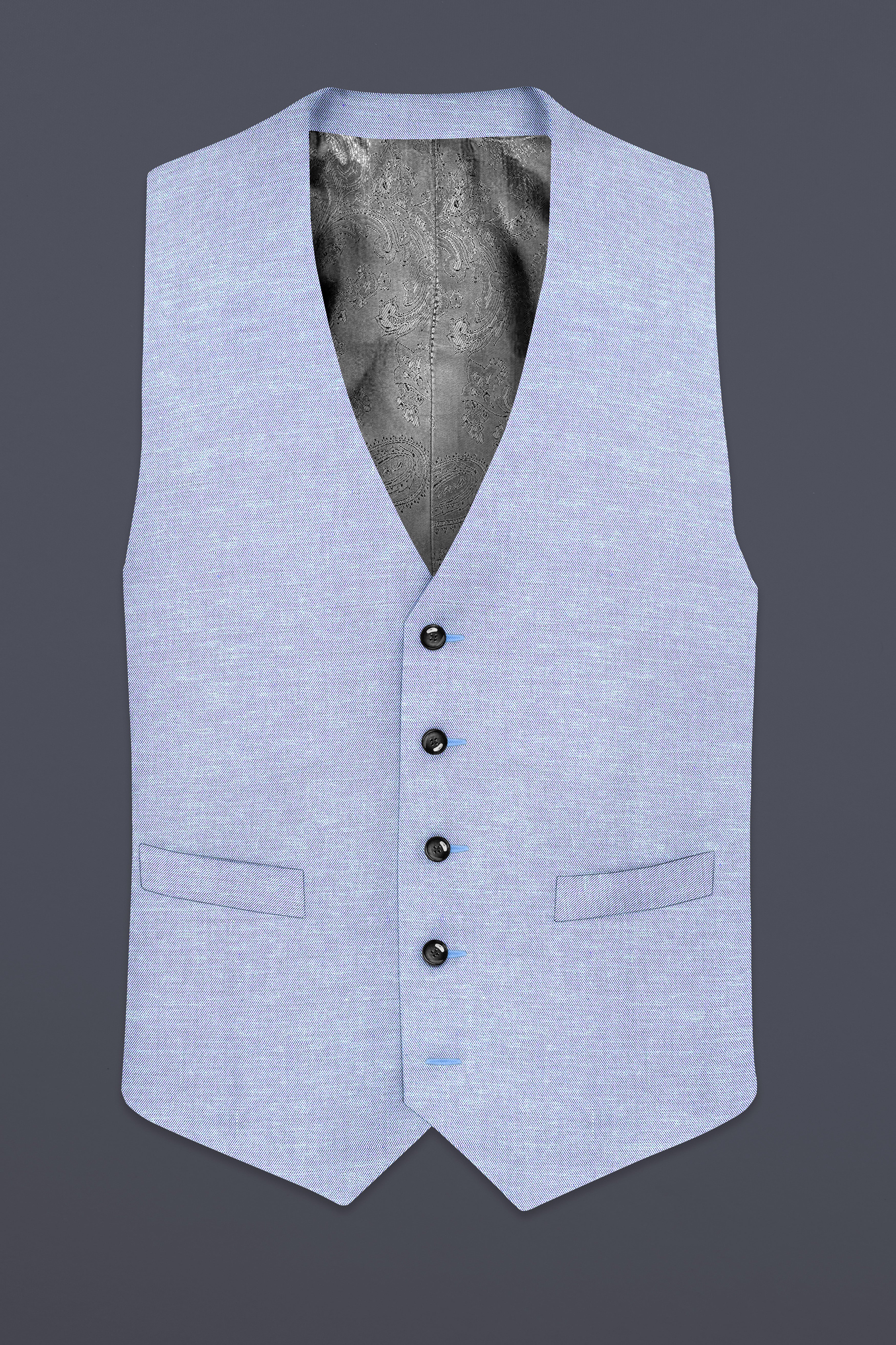 Carolina Blue Textured Cotton Waistcoat