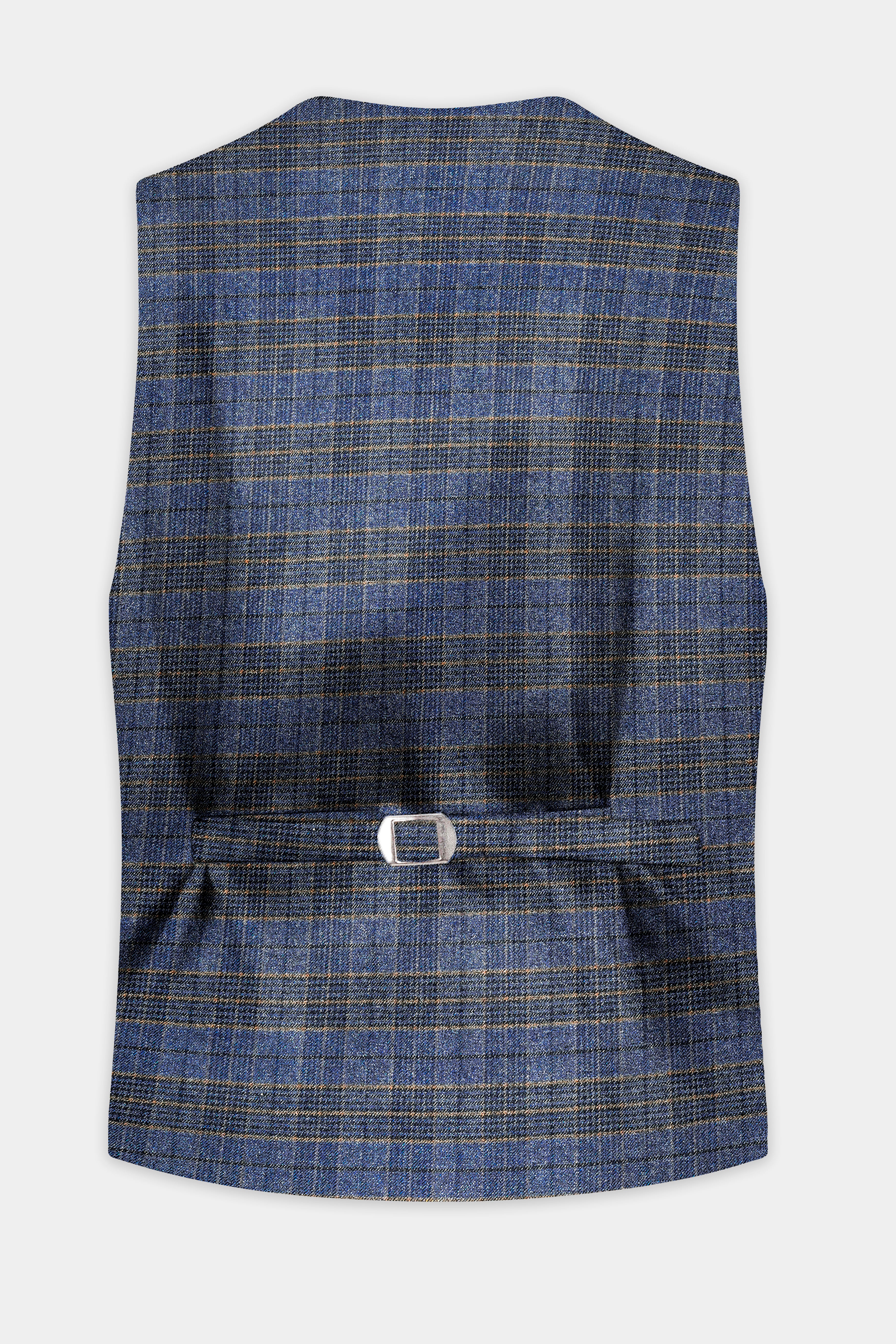 Dianne Blue Plaid Wool Blend Waistcoat