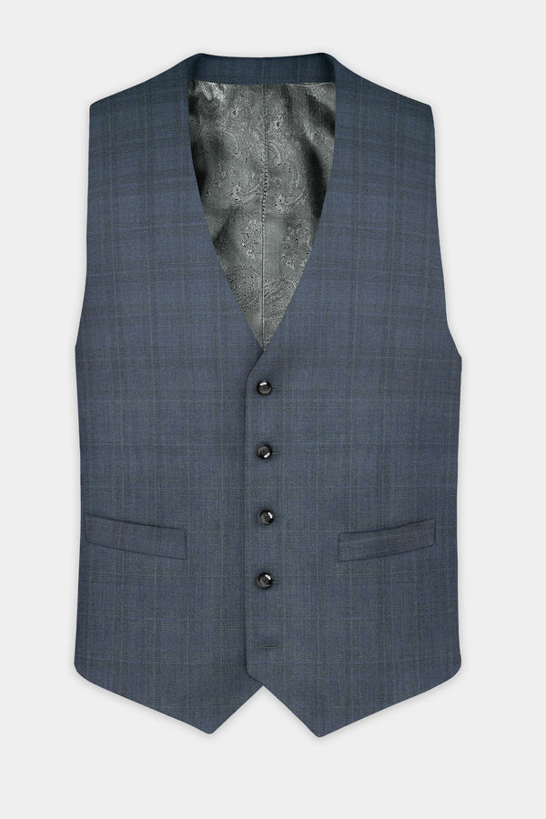 Space Green Textured Wool Blend Waistcoat