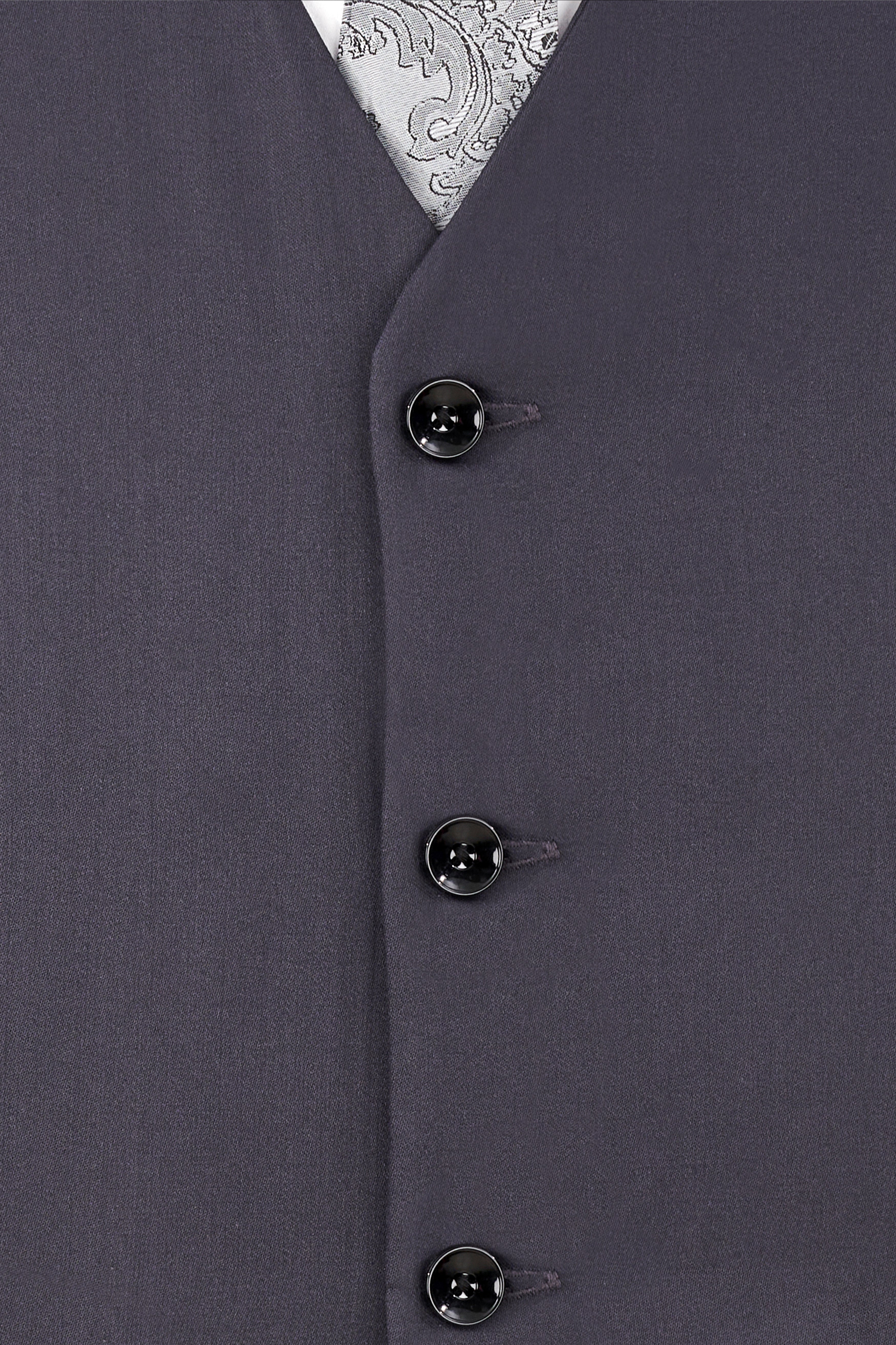Mid Grey Subtle Sheen Wool Blend Waistcoat
