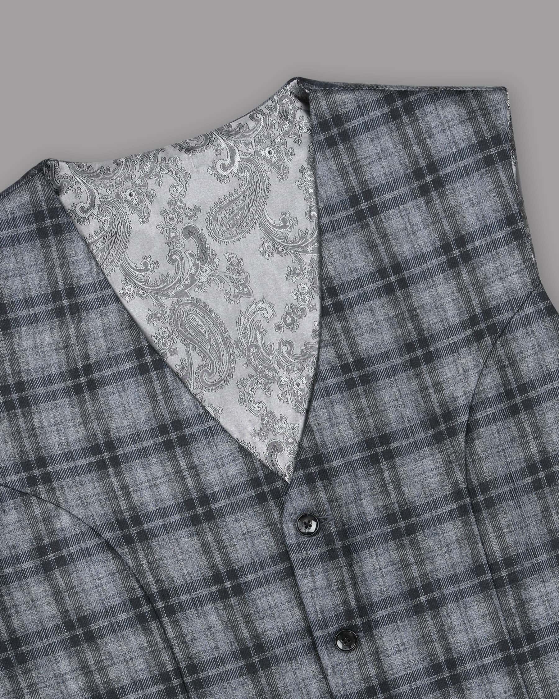 Rolling Stone Grey with Log Cabin Wool Rich Windowpane Waistcoat