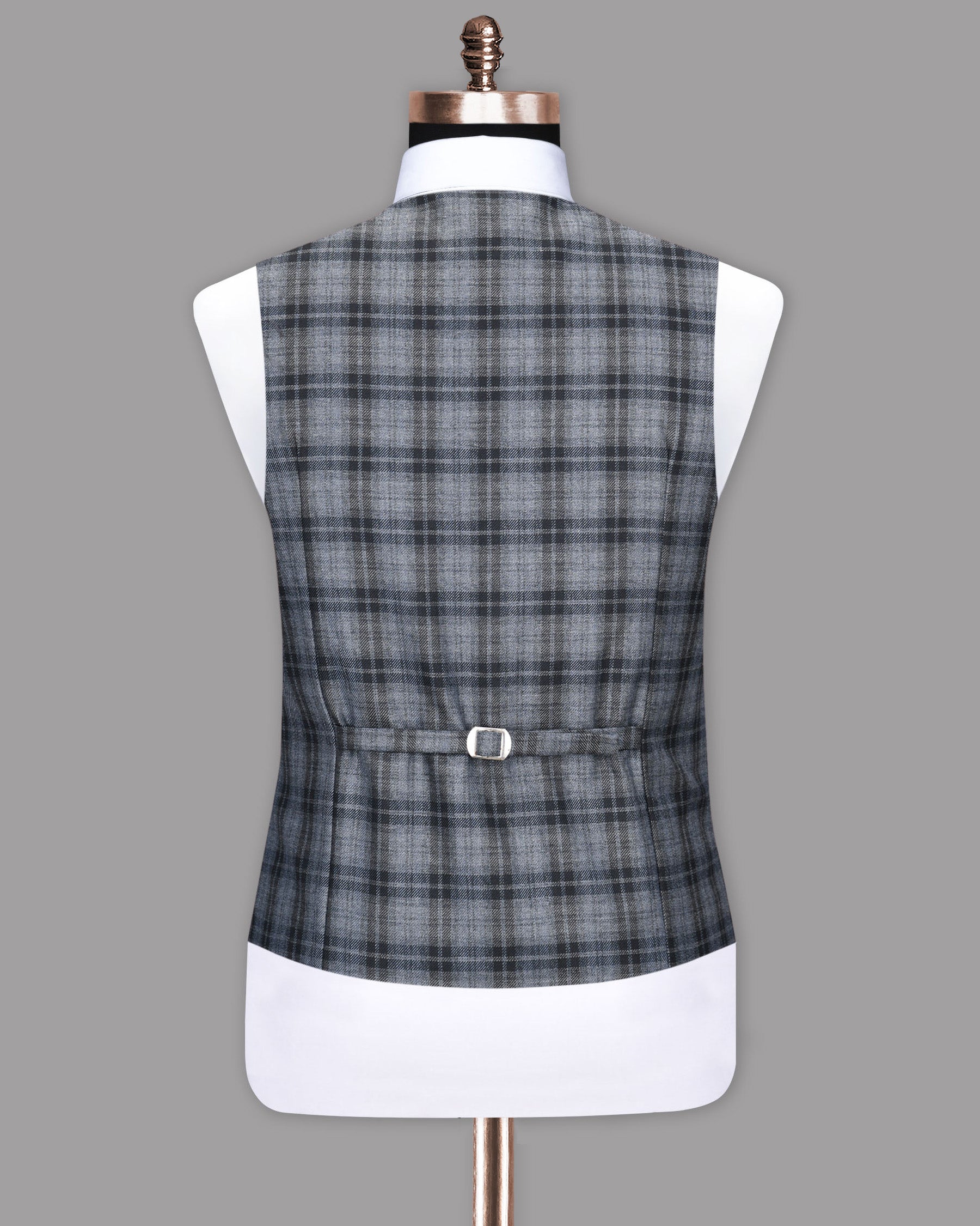 Rolling Stone Grey with Log Cabin Wool Rich Windowpane Waistcoat
