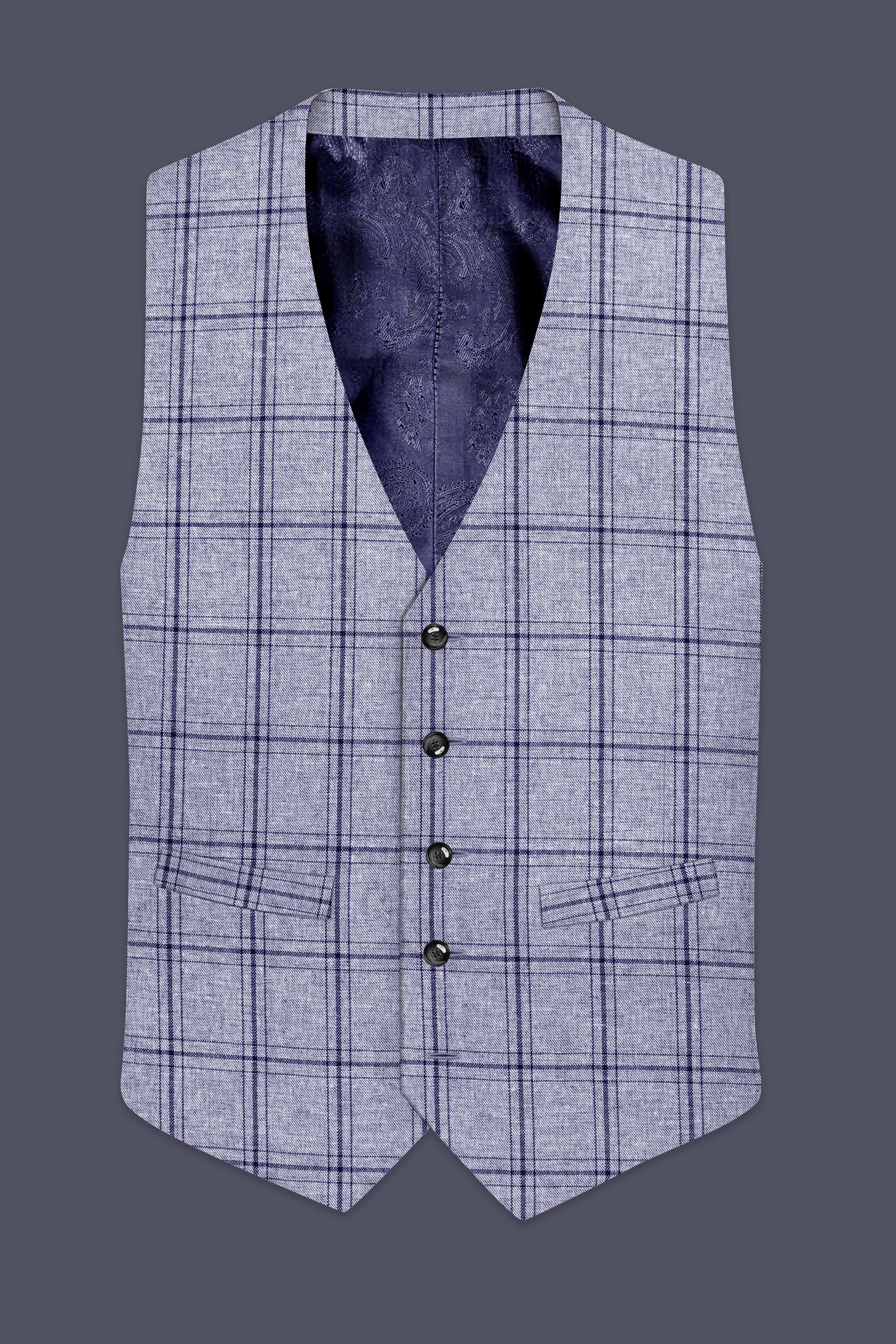Gallery Gray Windowpane Premium Cotton Waistcoat