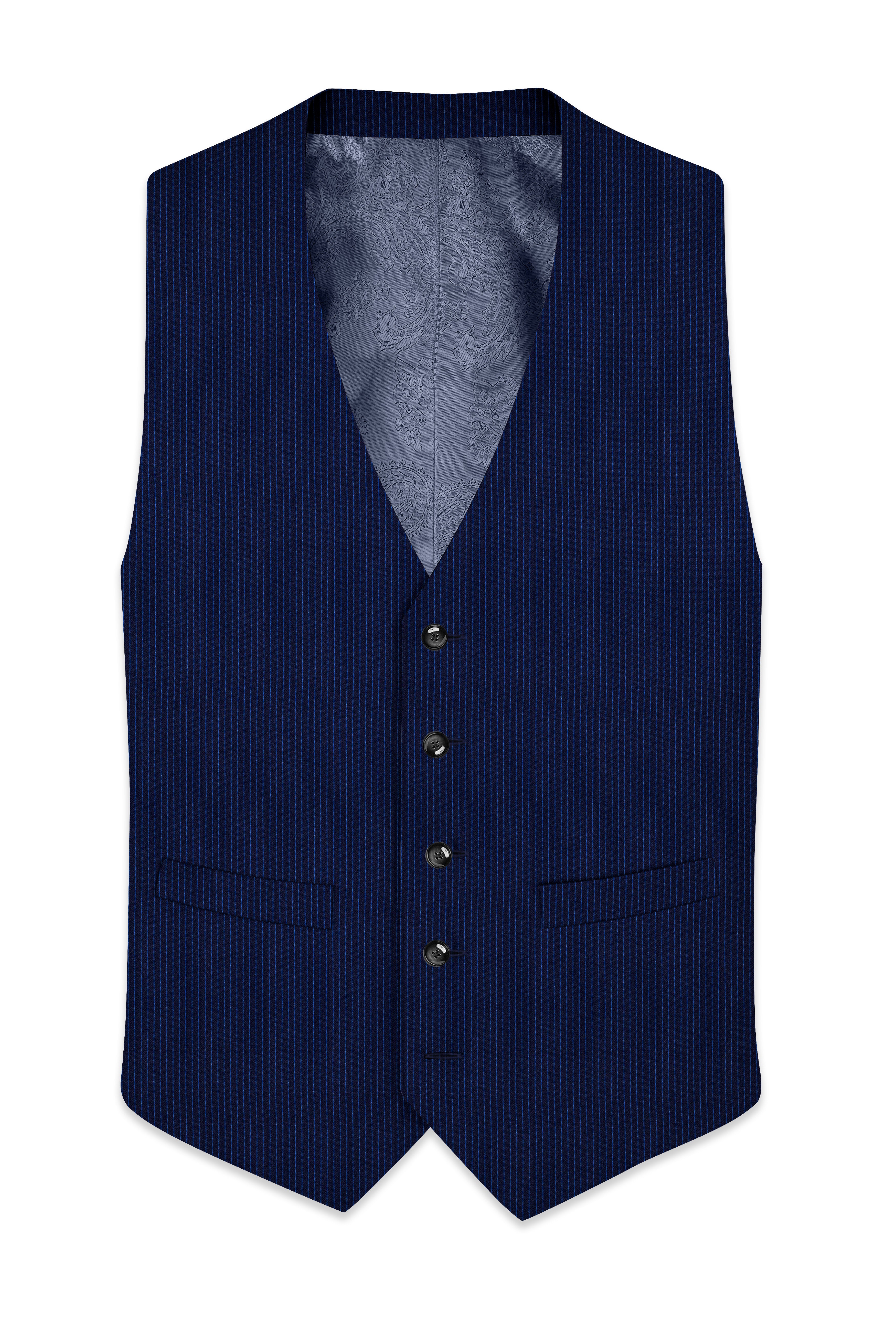 Midnight and Chambray blue Striped Woolrich Waistcoat