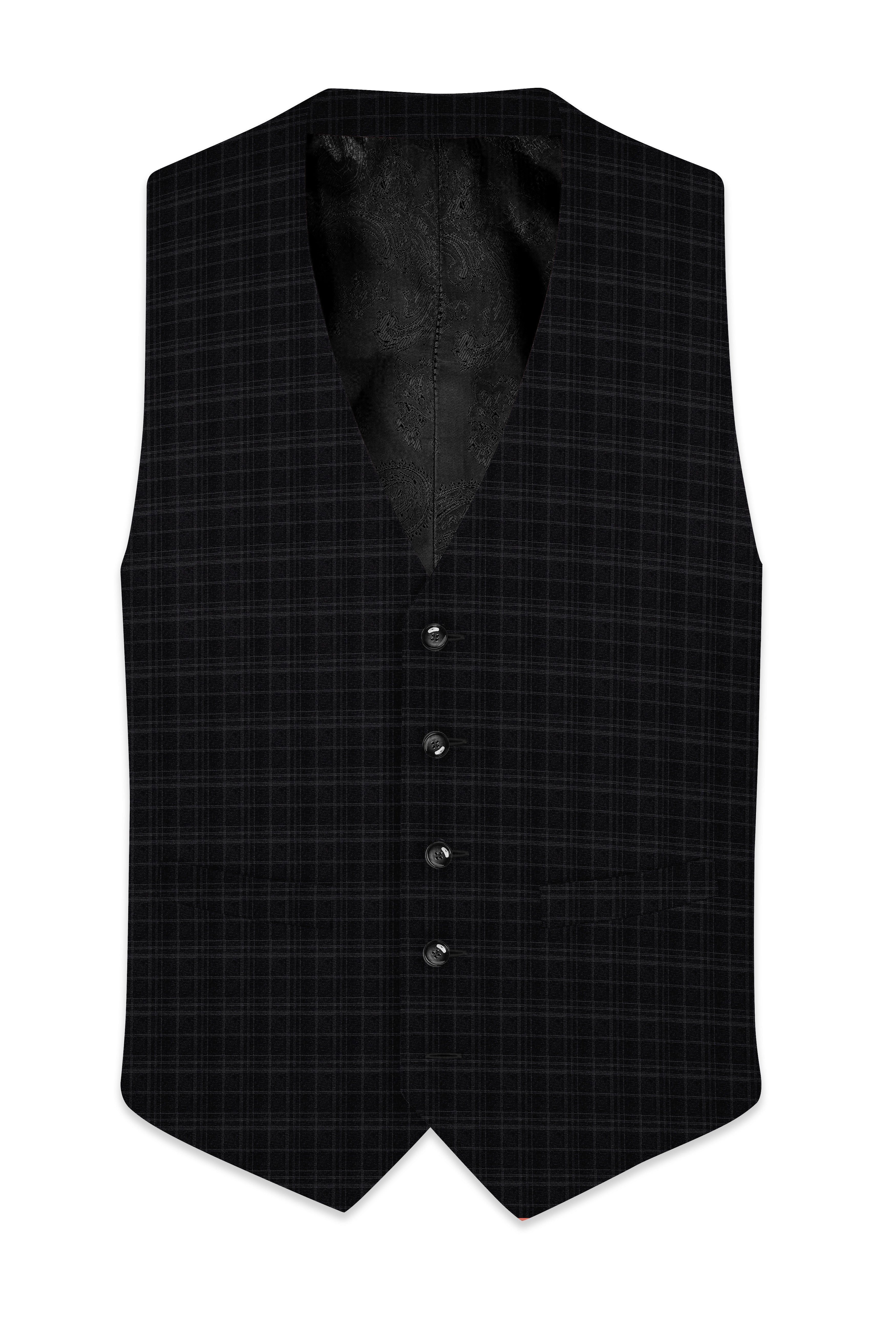 Star Dust and Shark Grey Plaid Wool rich Waistcoat