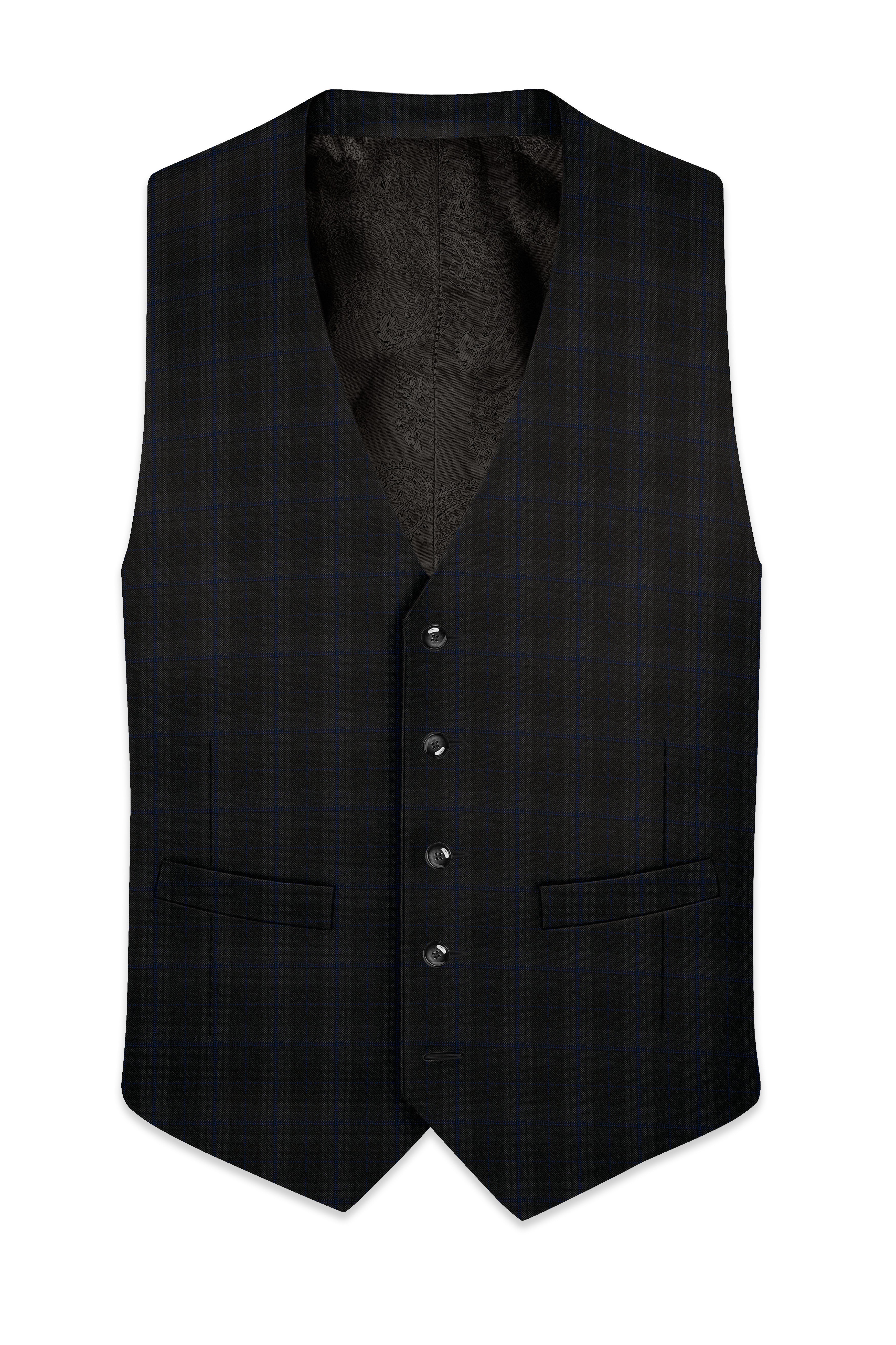 Thunder brown Plaid Wool Rich Waistcoat