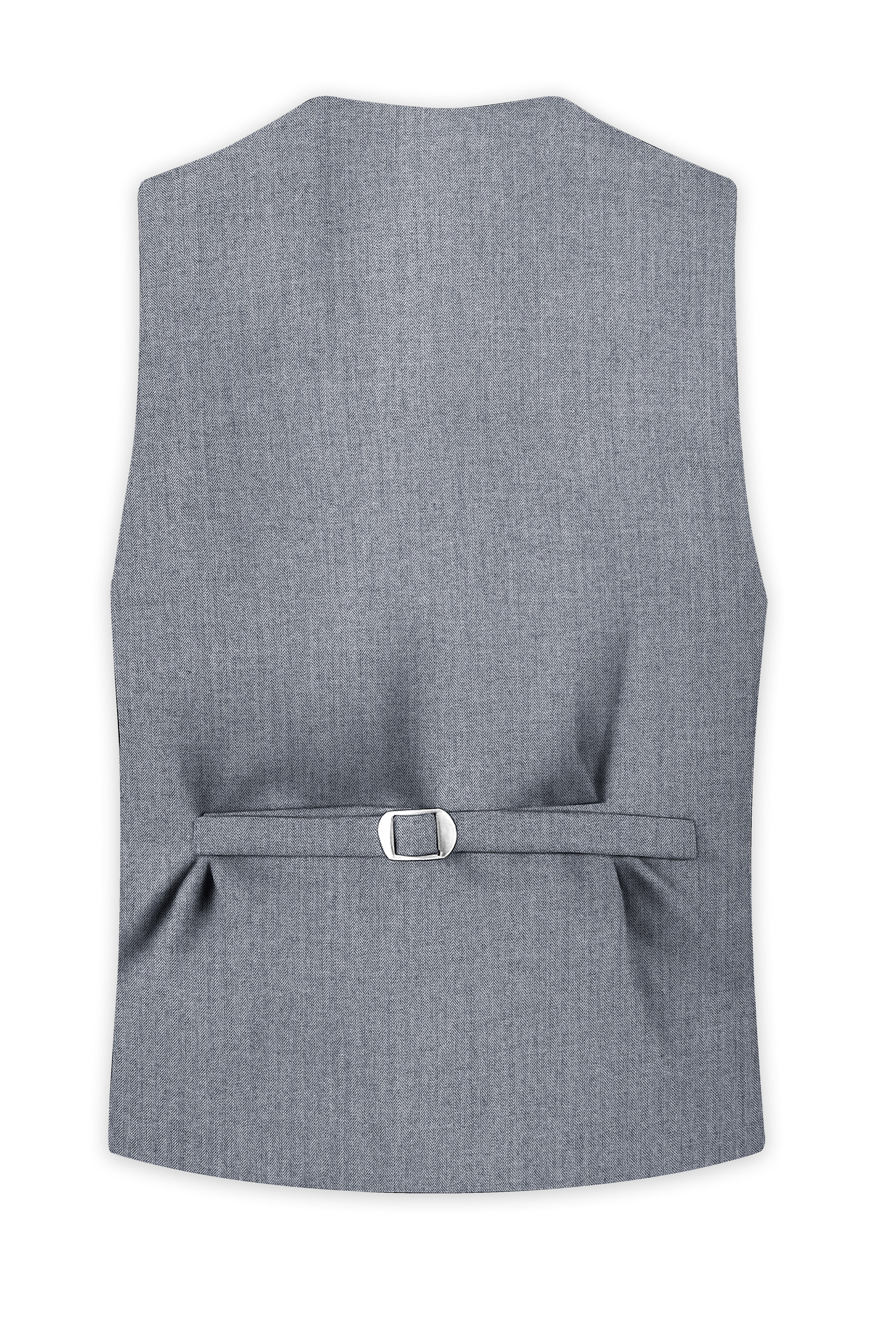 Spun Pearl Grey Herringbone Premium Cotton Waistcoat