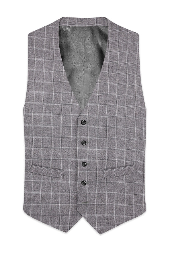 Manatee Grey windowpane Wool Rich Waistcoat