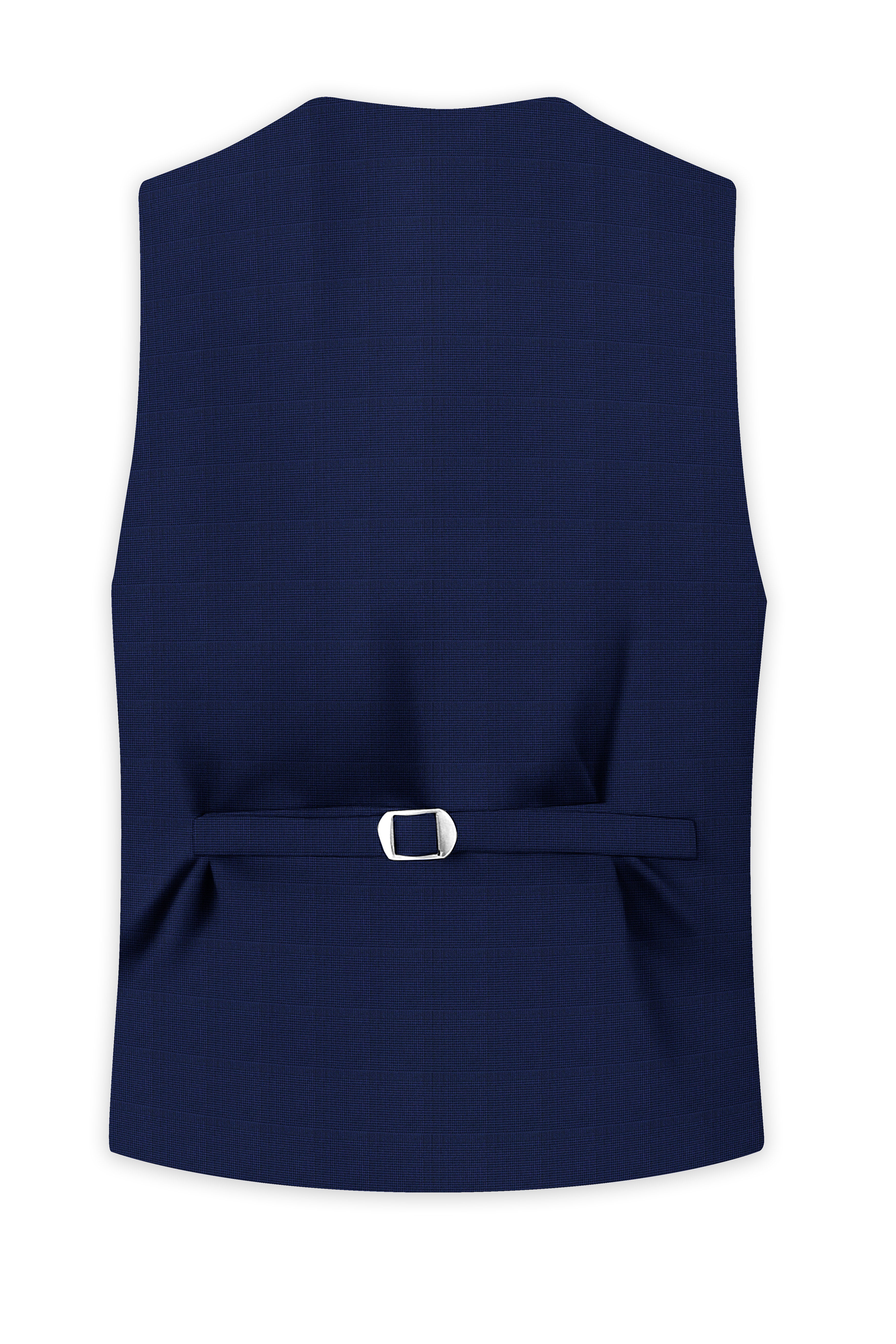 Valhalla Blue subtle plaid Wool Rich Waistcoat