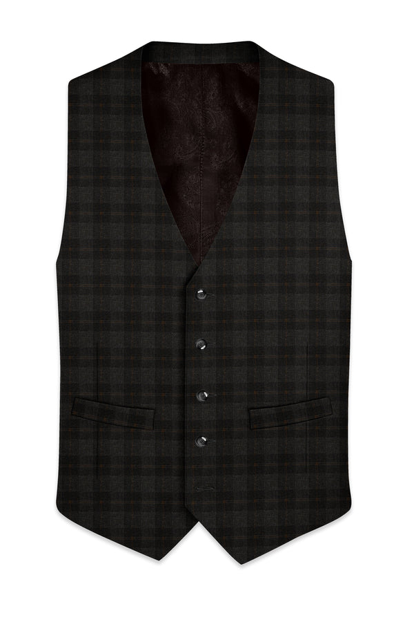 Thunder and Spice Brown Plaid Wool Rich Waistcoat