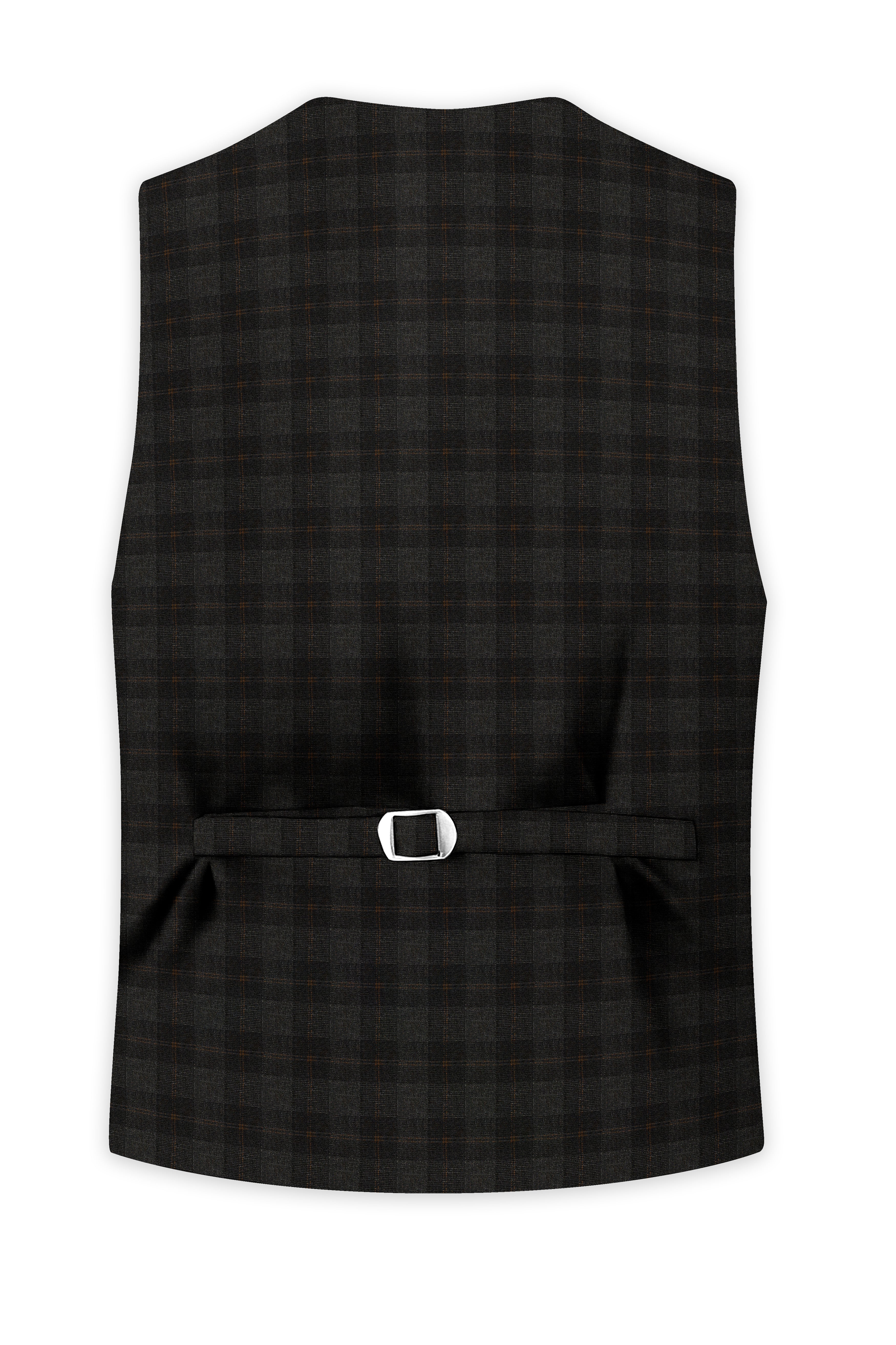 Thunder and Spice Brown Plaid Wool Rich Waistcoat
