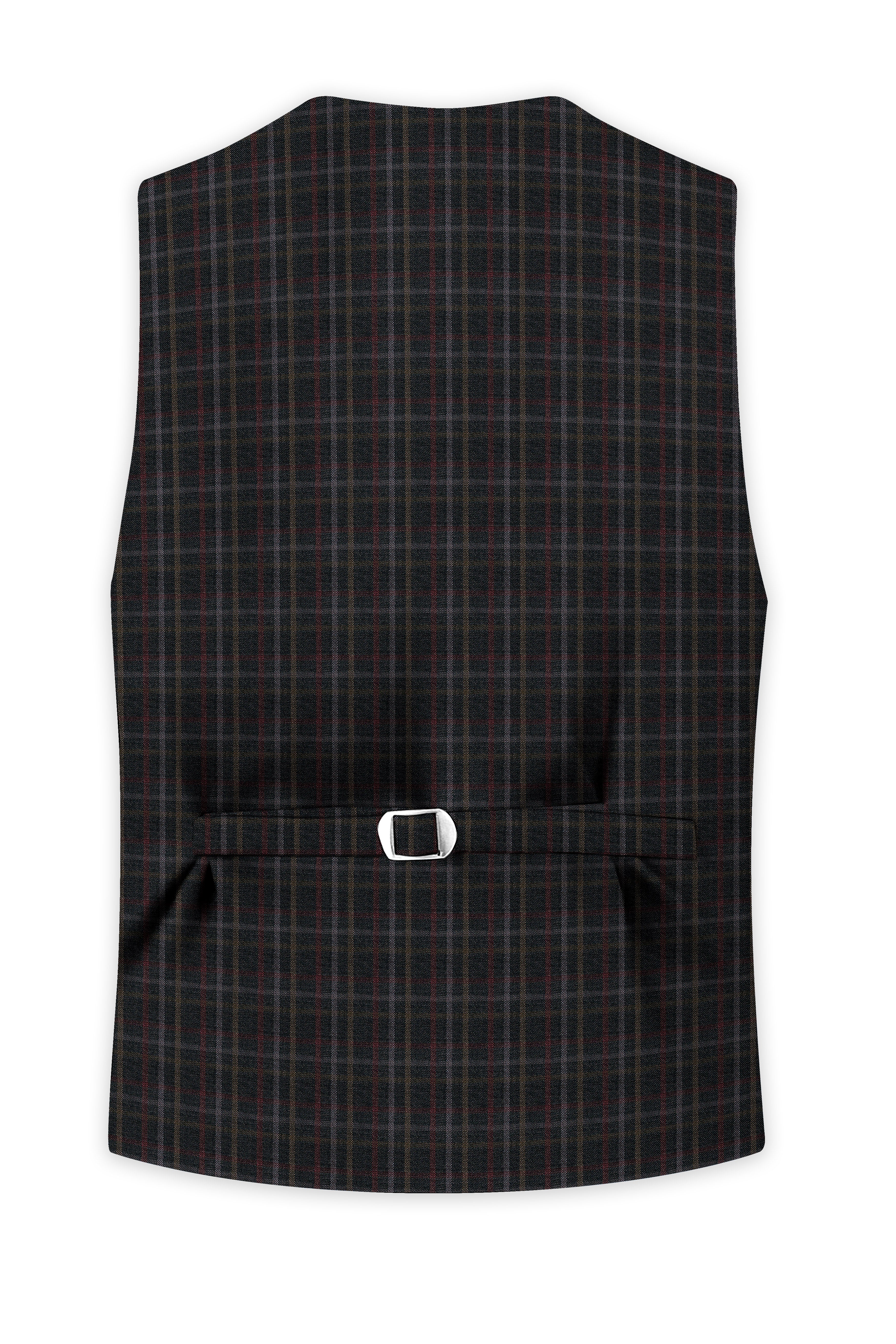 Zeus Black Plaid Wool Rich Waistcoat