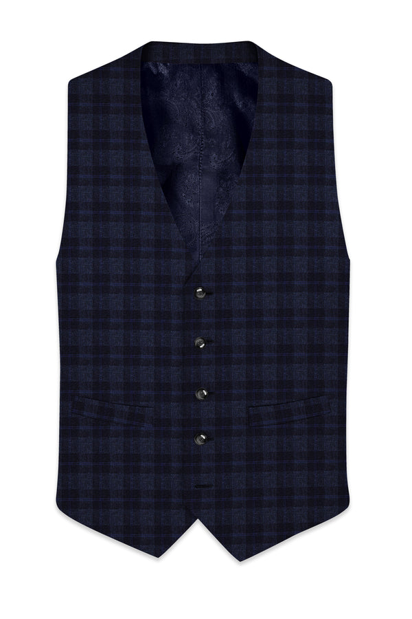 Bastille Grey Plaid Wool Rich Waistcoat