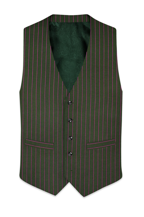 Kelp Green Woolrich Striped Waistcoat