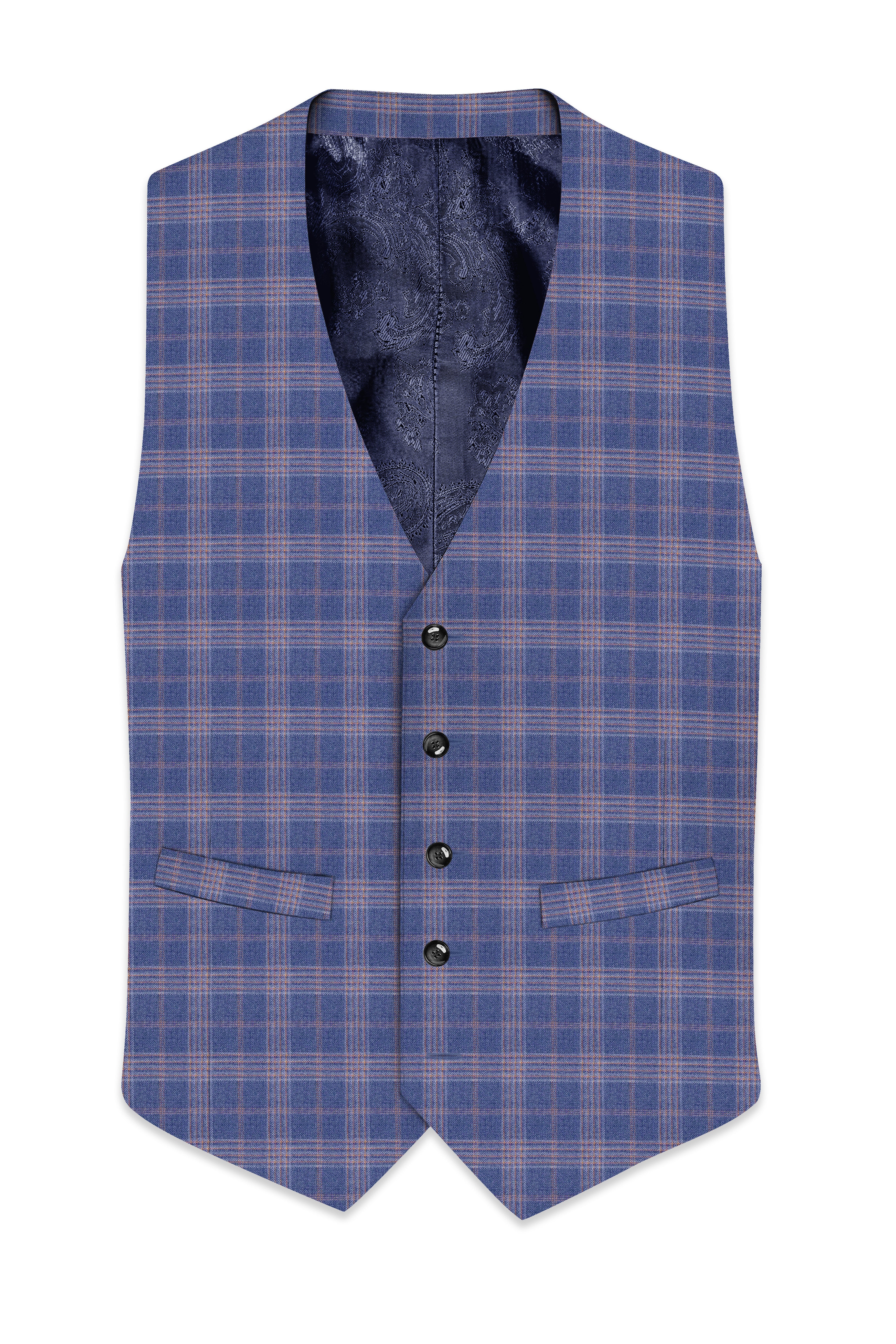 Trout Gray Super fine Checkered Wool Rich Waistcoat