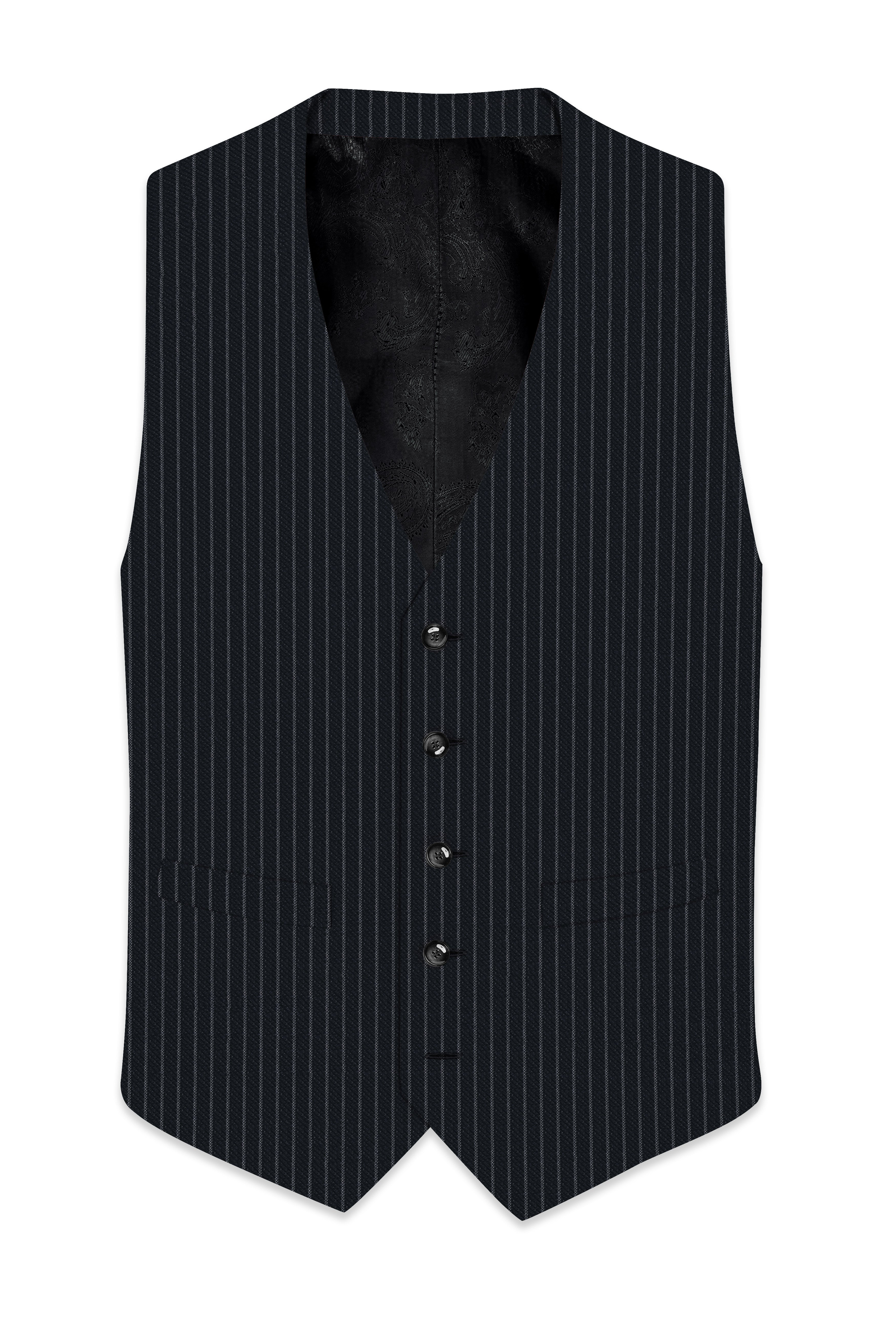 Piano Black Striped Woolrich Waistcoat