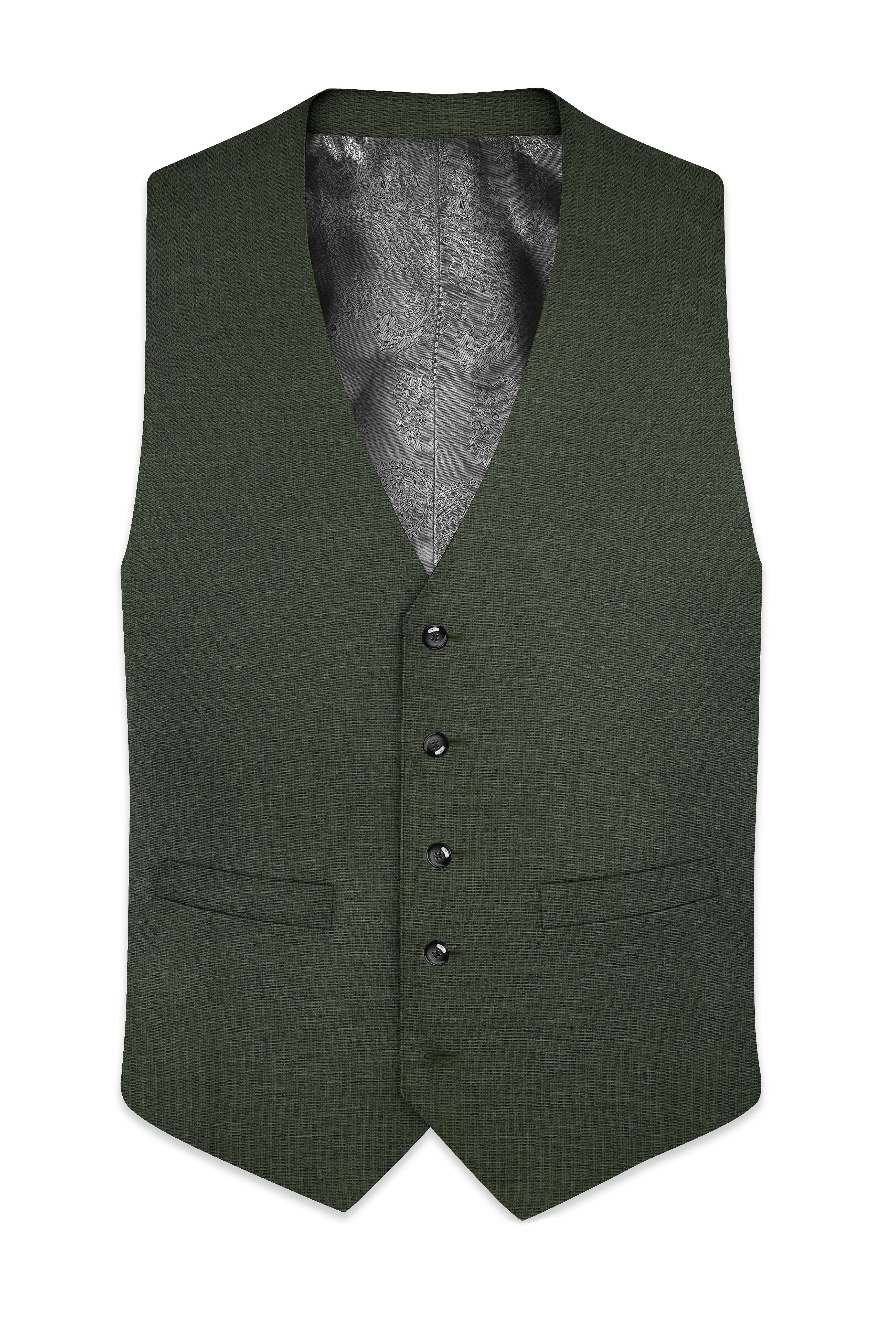 Armadillo Green Solid Premium Cotton Waistcoat