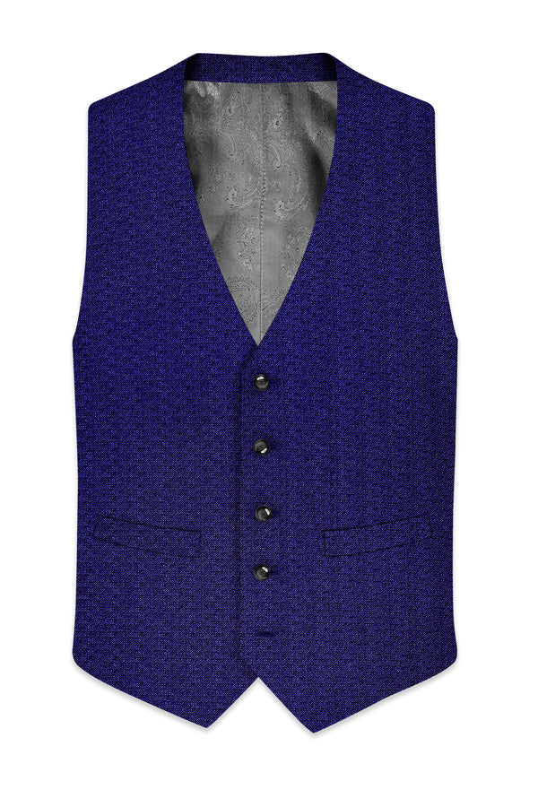 Jacarta Blue Textured Waistcoat