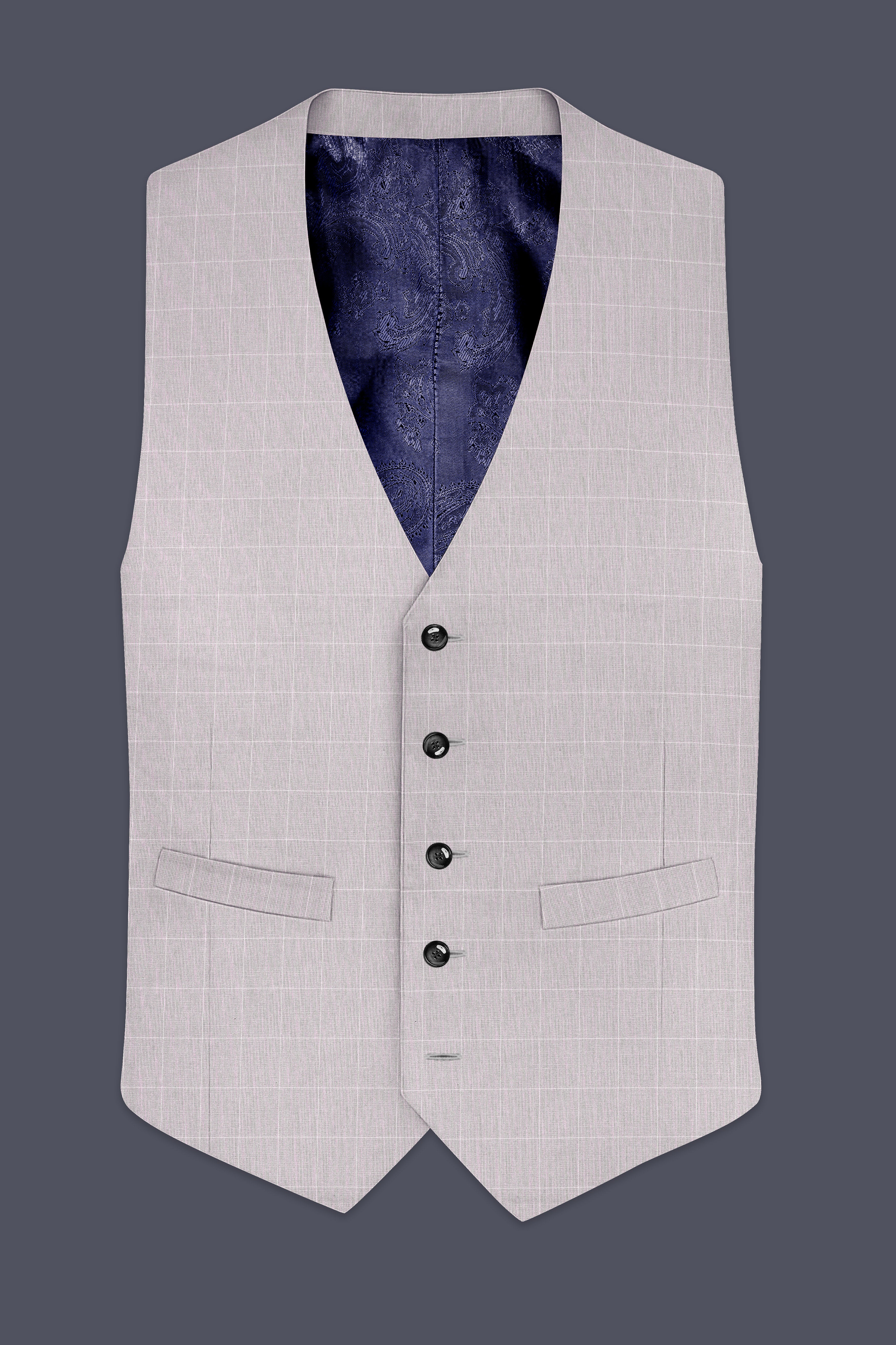 Martini Gray Checkered Waistcoat