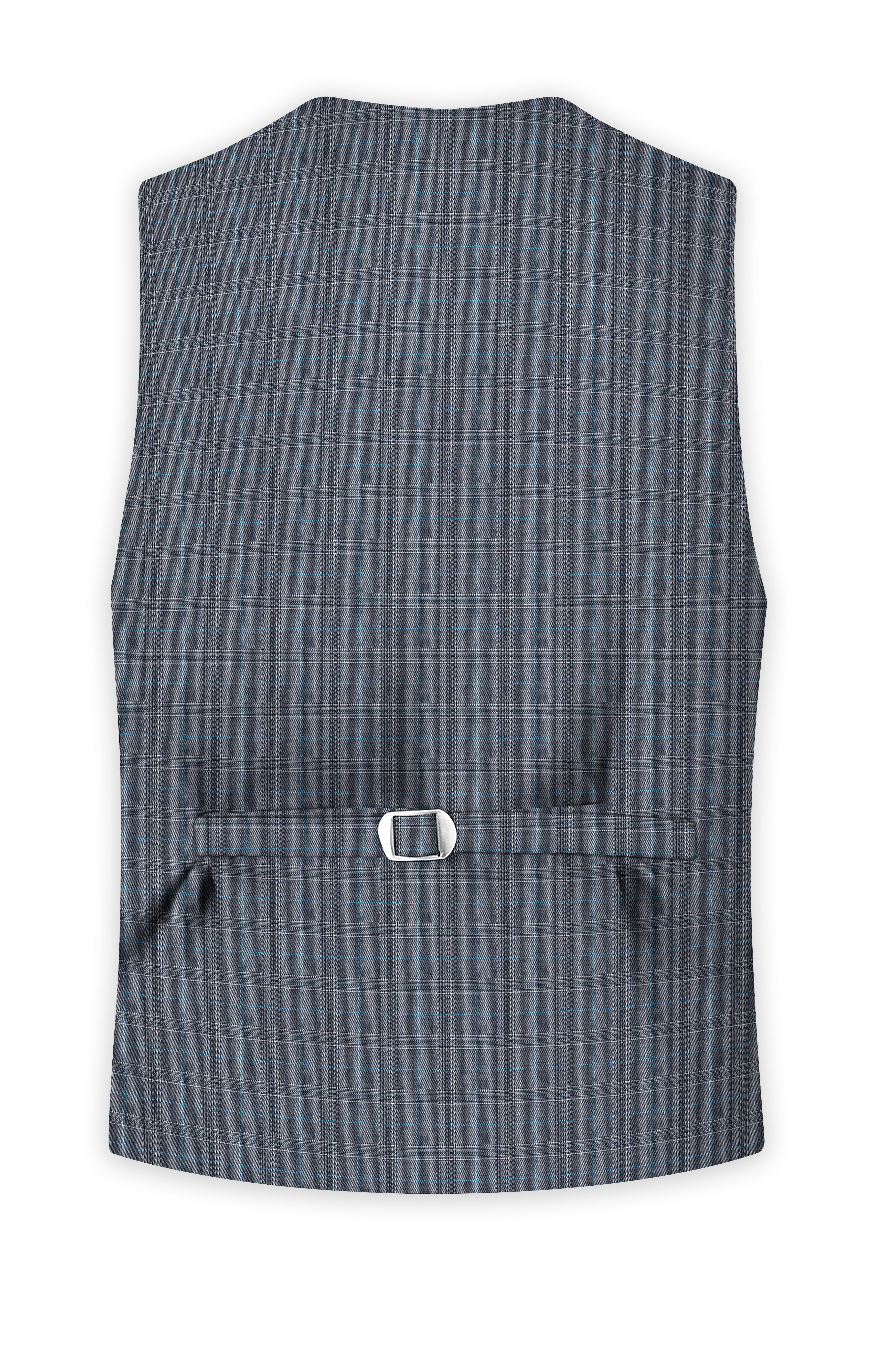 Mobster Grey Windowpane Premium Cotton Waistcoat