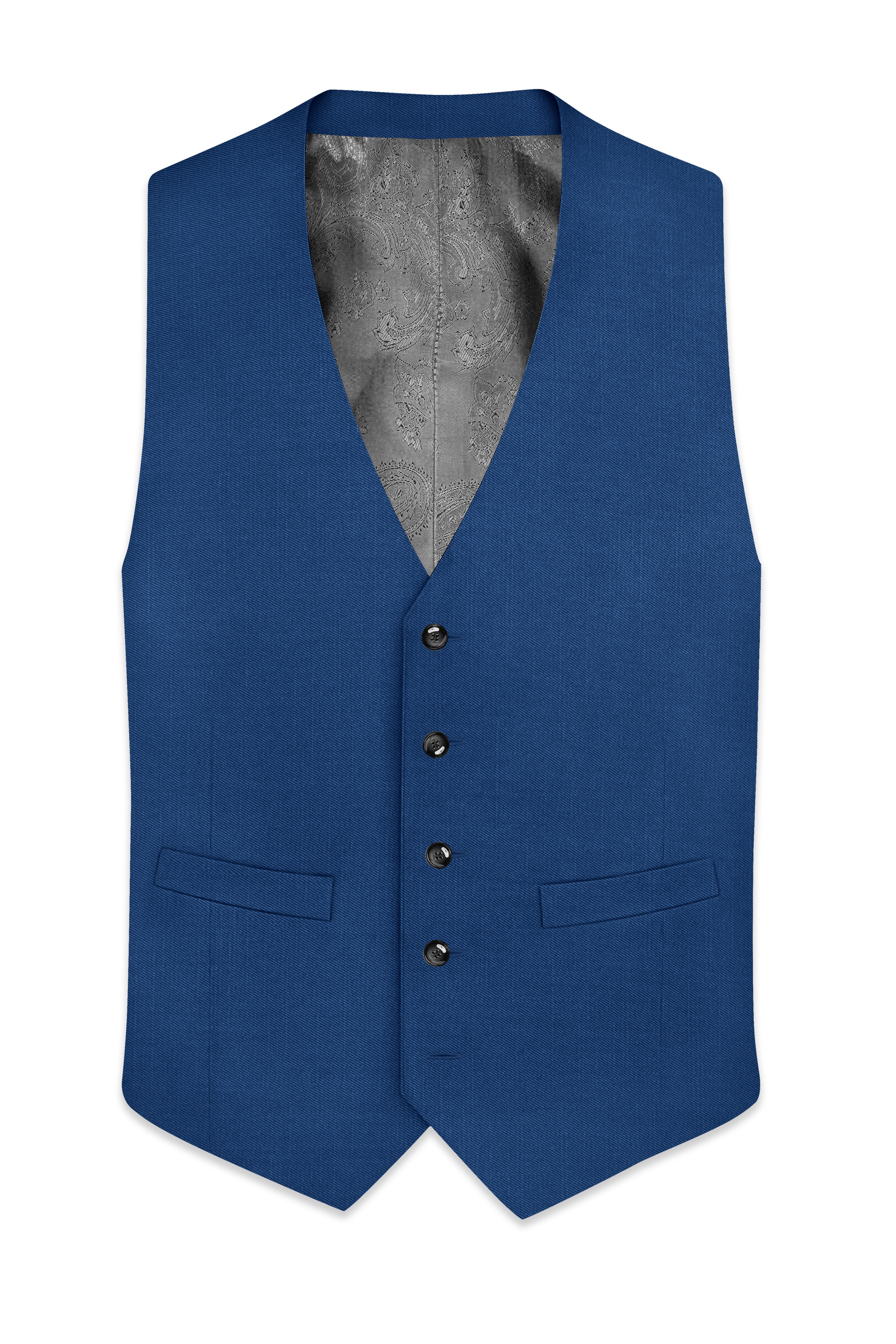 River Bed Blue Textured Waistcoat