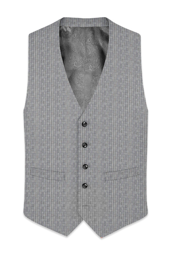 Mobster Gray Textured  Waistcoat