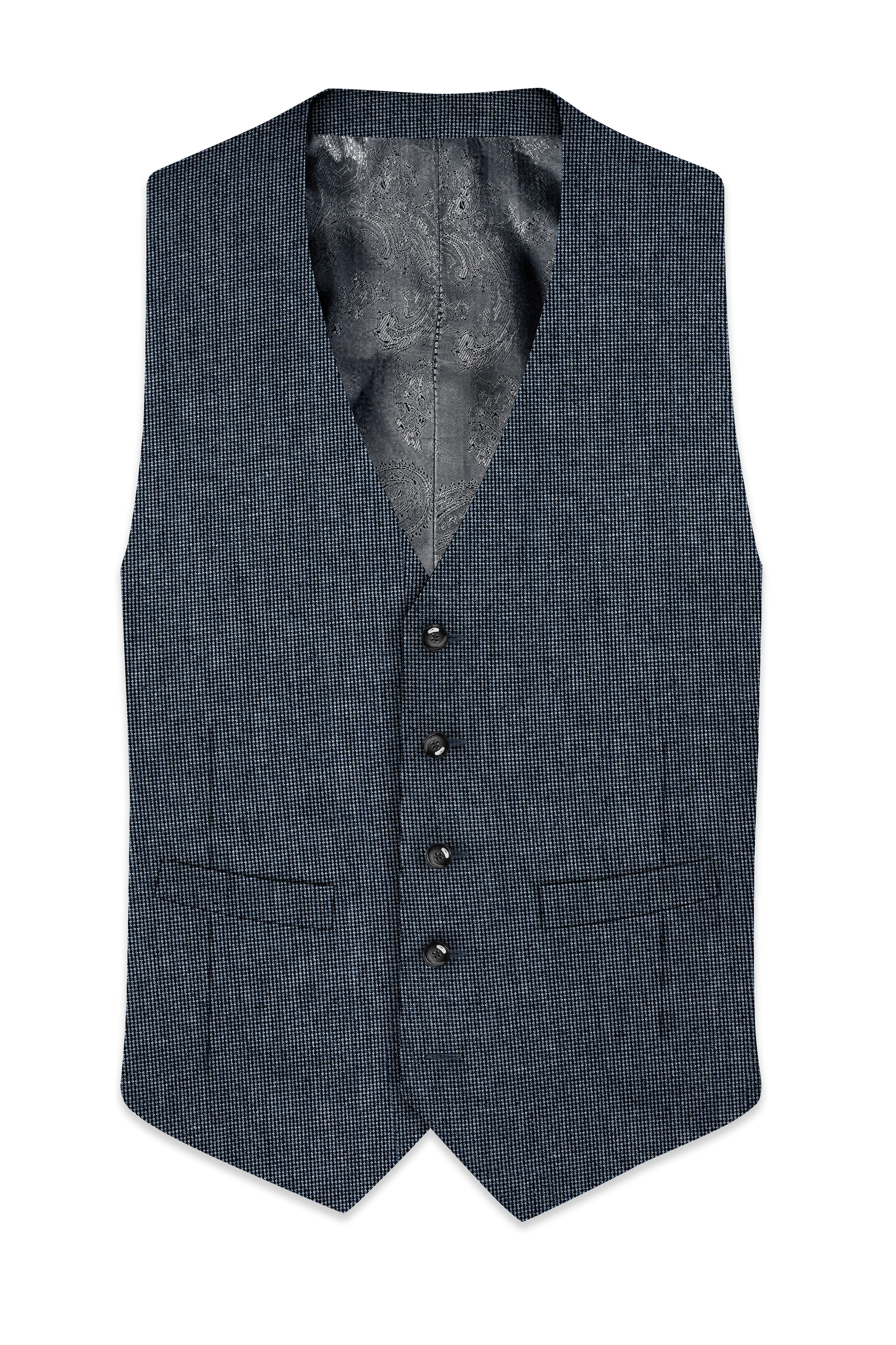 Pale Slate Gray and Black Premium Waistcoat