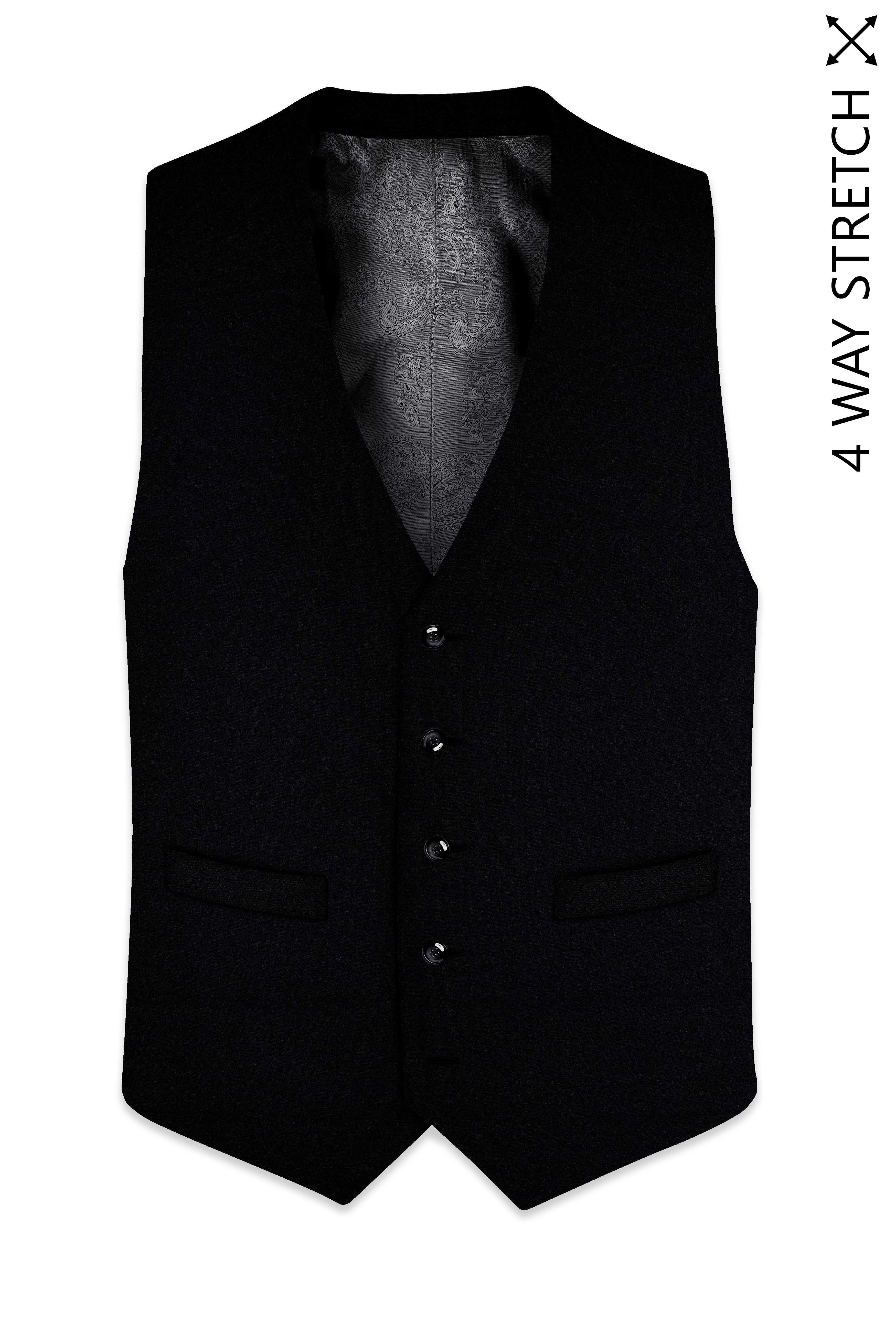 Korean Black ( The Best Black We Have ) Designer 4-Way Stretch Waistcoat