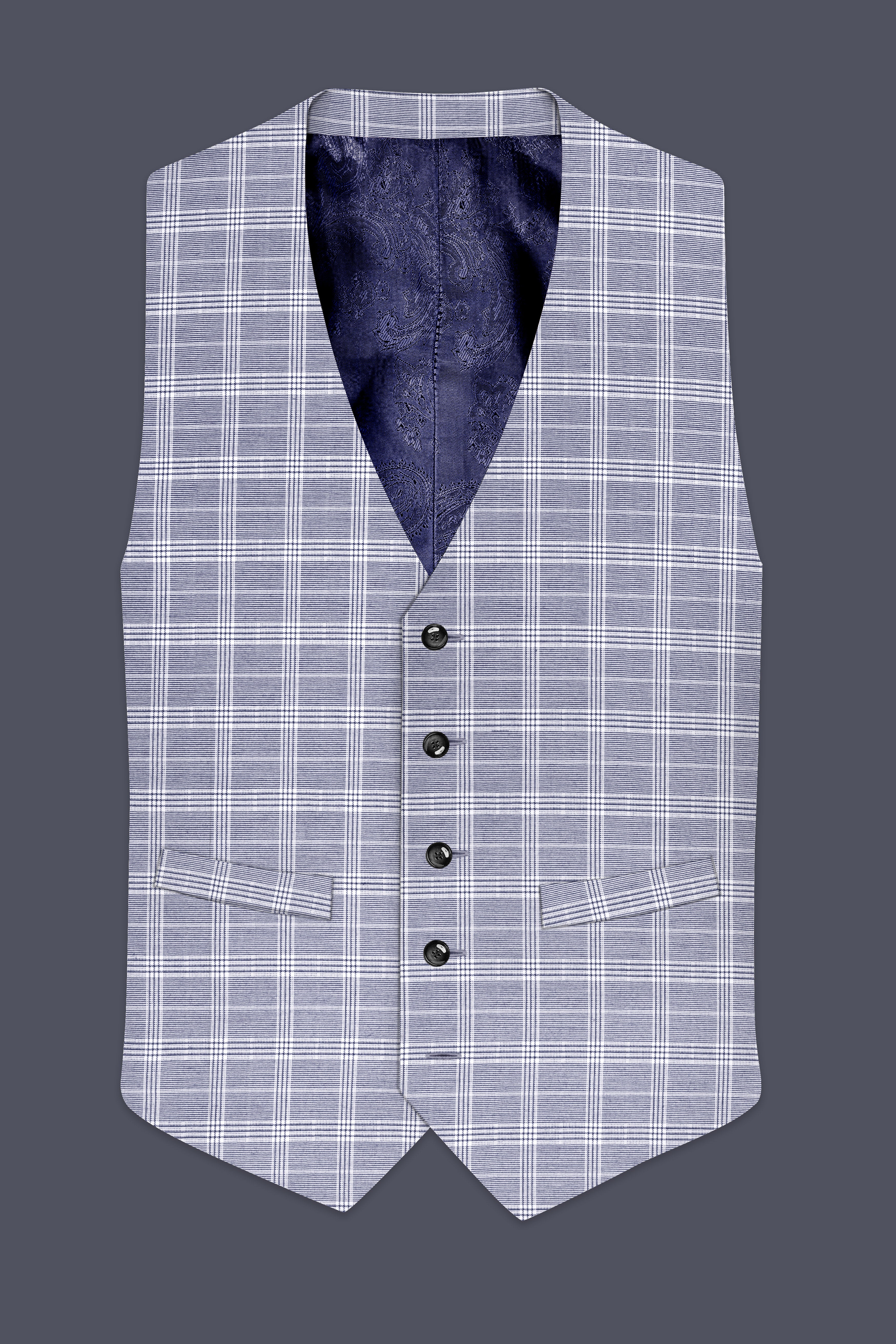 Monsoon Steel Gray Plaid Waistcoat