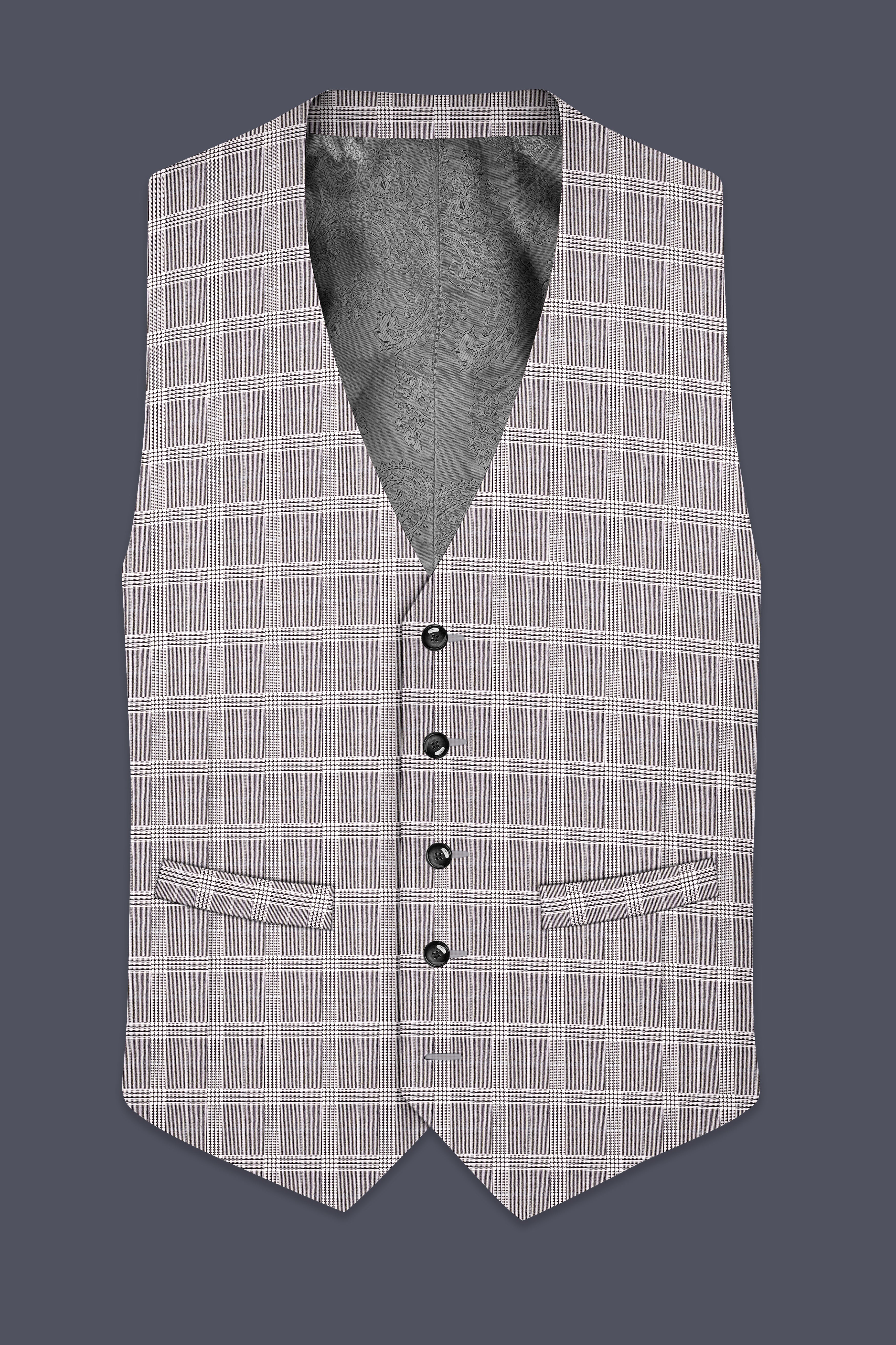 Bronco Gray and White Plaid Waistcoat