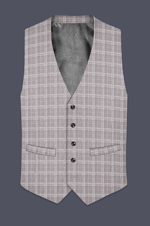 Bronco Gray and White Plaid Waistcoat