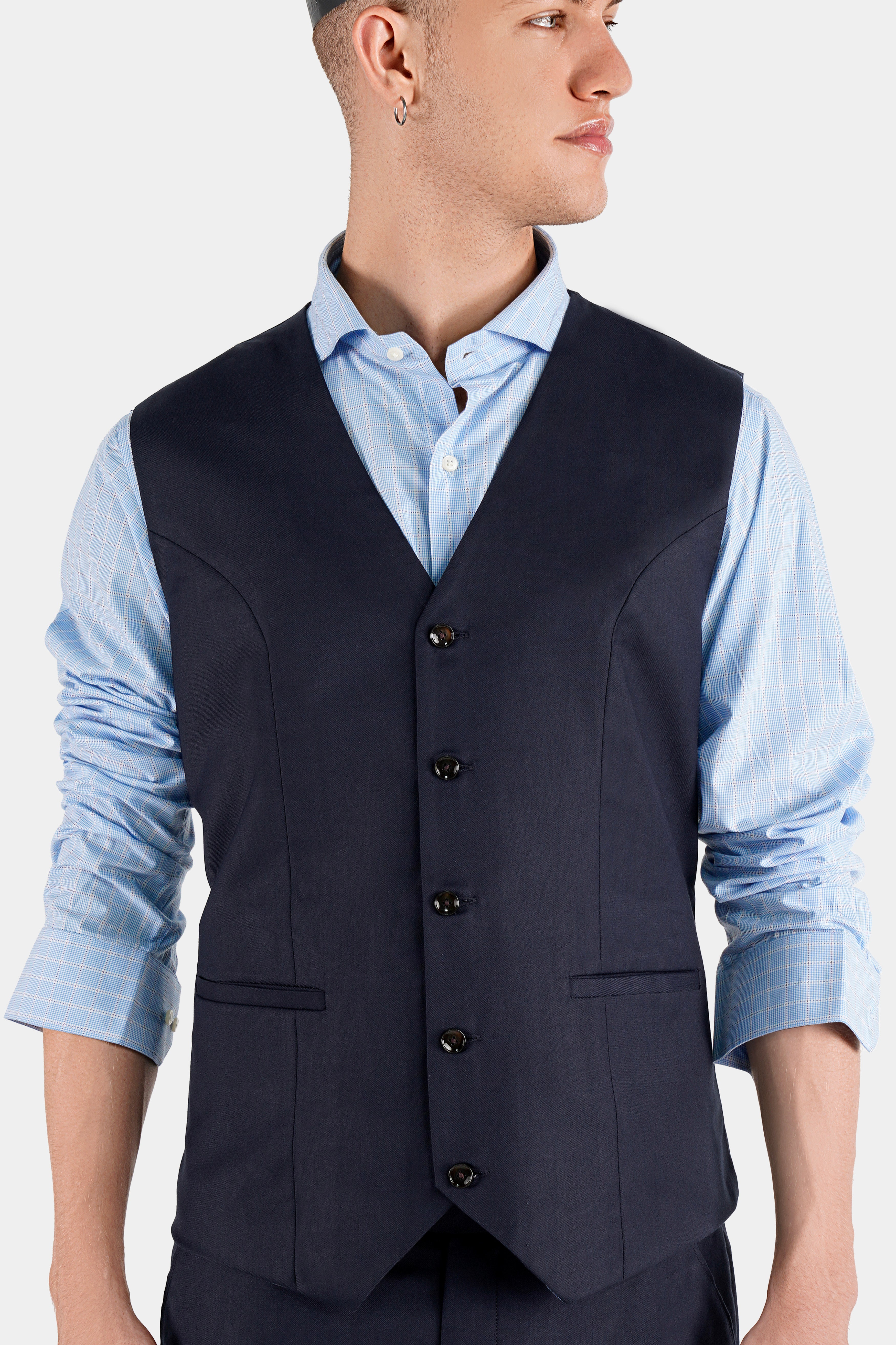 Mirage Blue Wool Rich  Waistcoat
