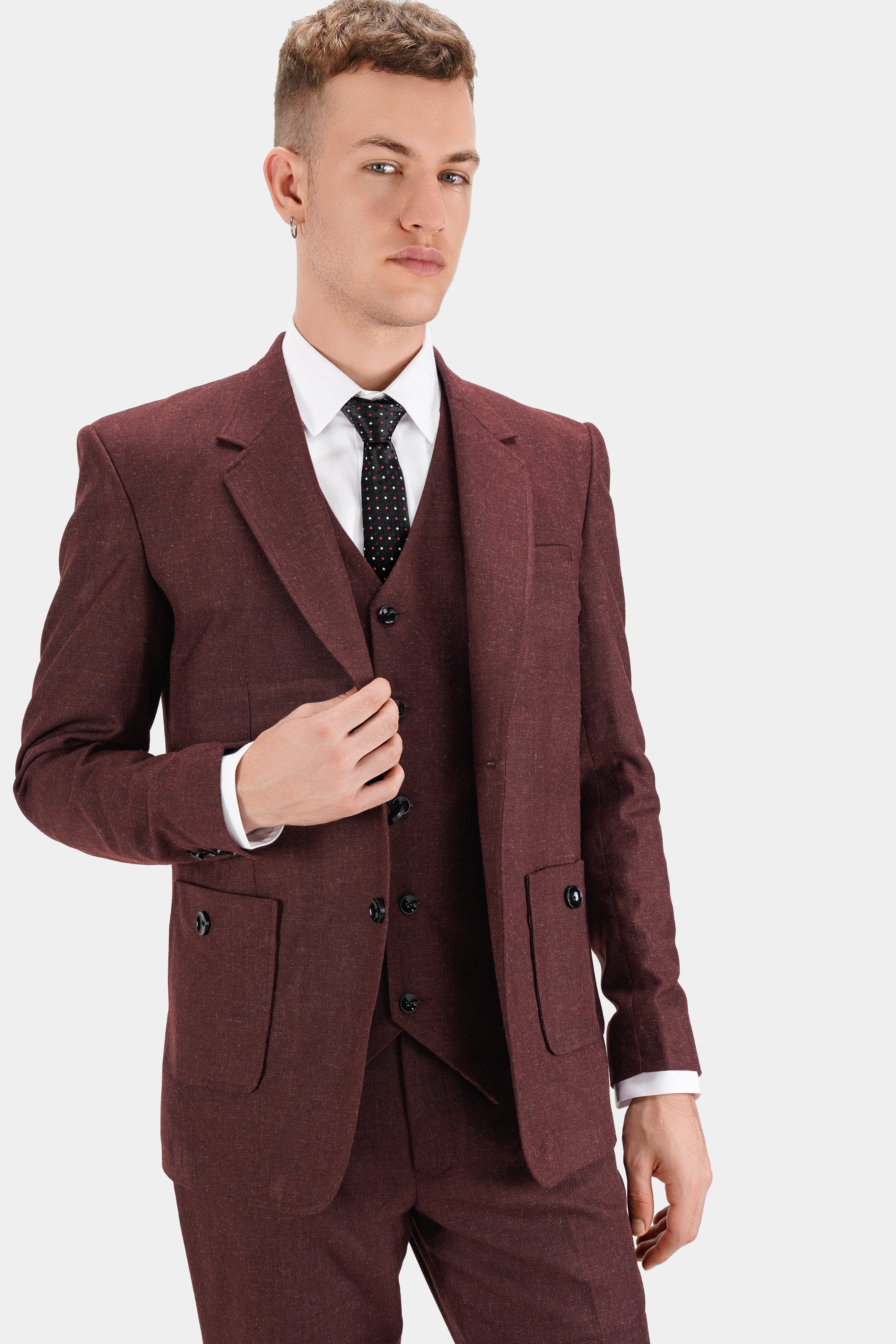 Burgundy shop tweed waistcoat