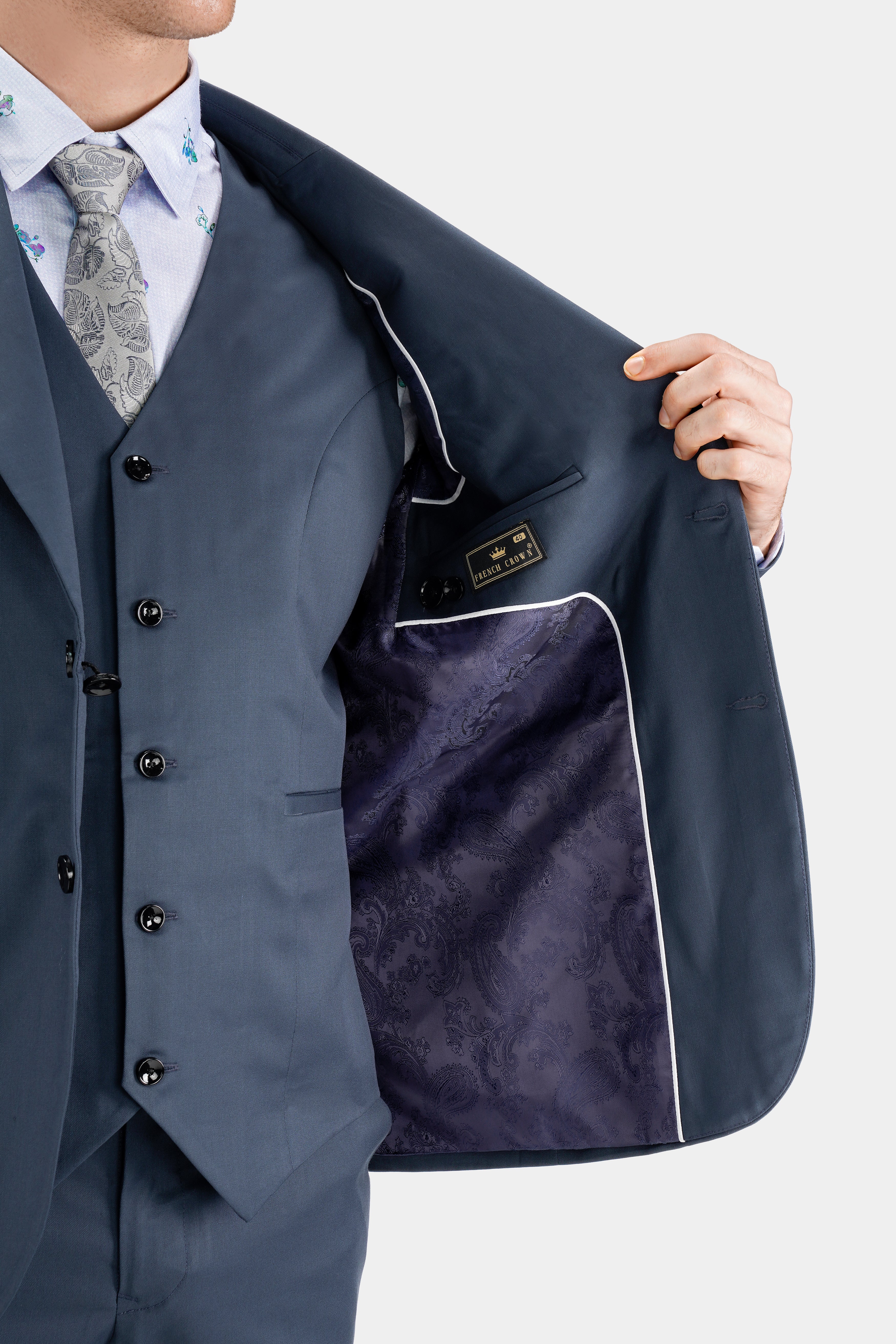 Dark Slate Blue Wool Rich Waistcoat V2733-36, V2733-38, V2733-40, V2733-42, V2733-44, V2733-46, V2733-48, V2733-50, V2733-52, V2733-54, V2733-56, V2733-58, V2733-60