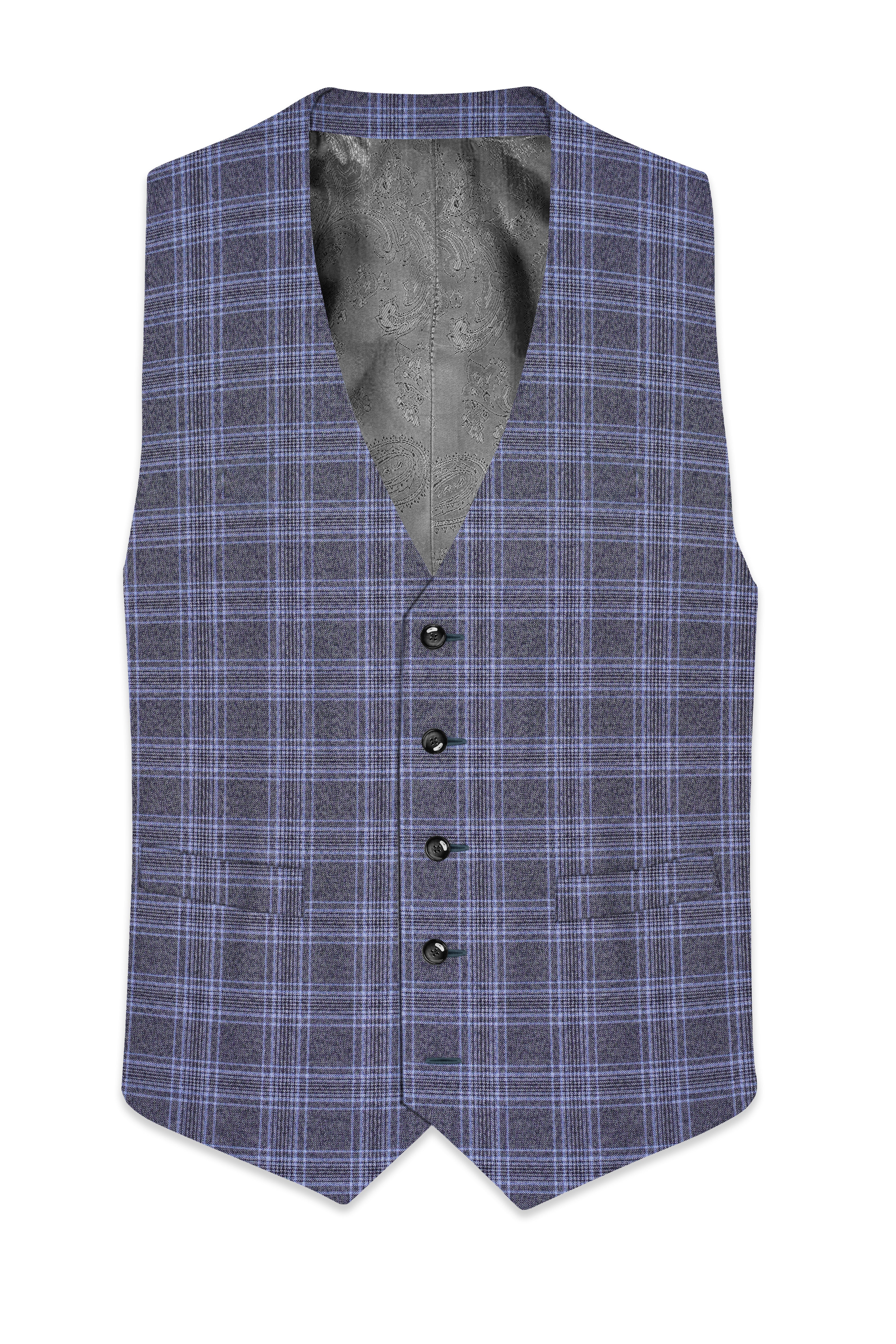 Ironside and Casper Gray Plaid Wool Rich Waistcoat