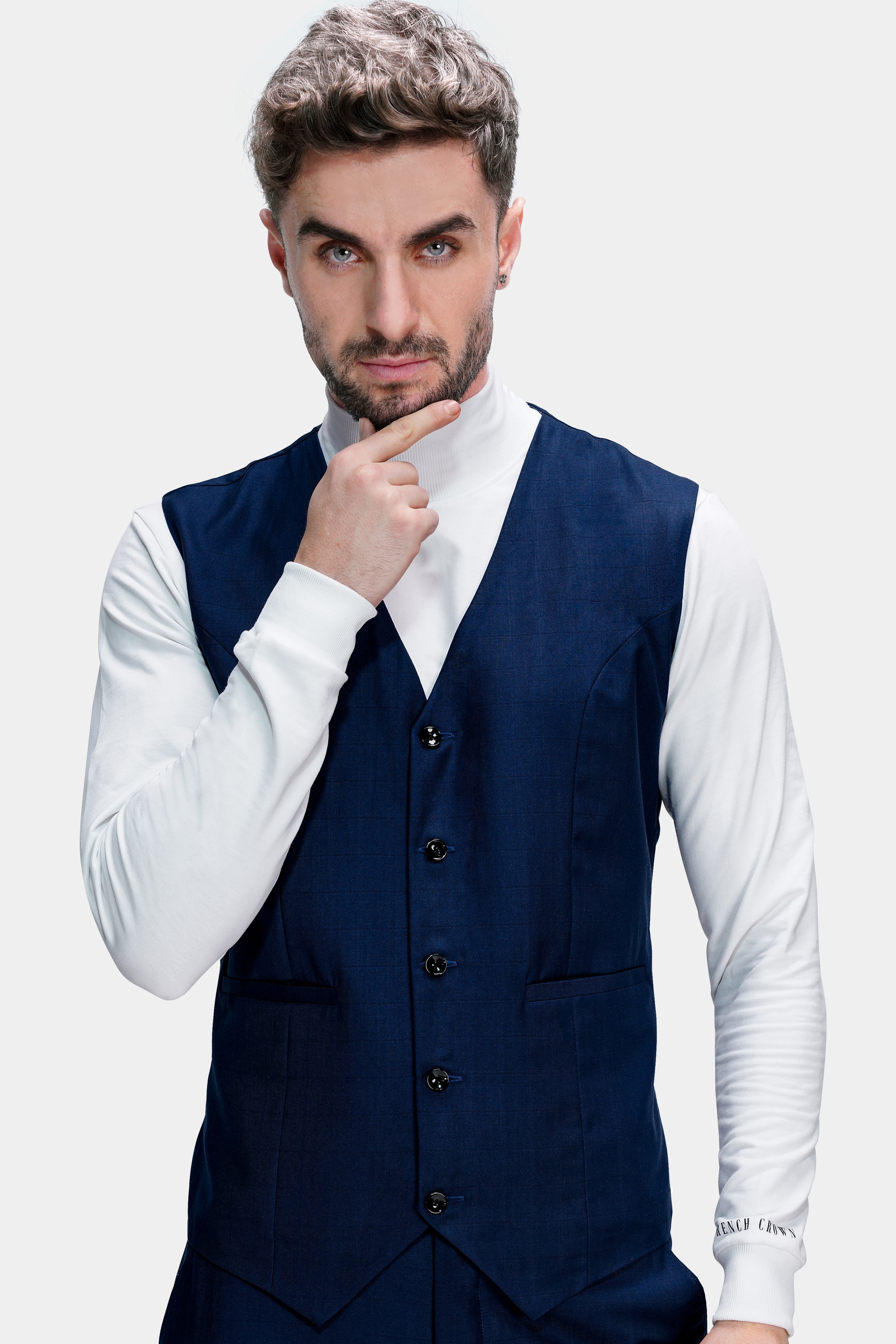 Buy Premium Blue Waistcoats For Men Online French Crown