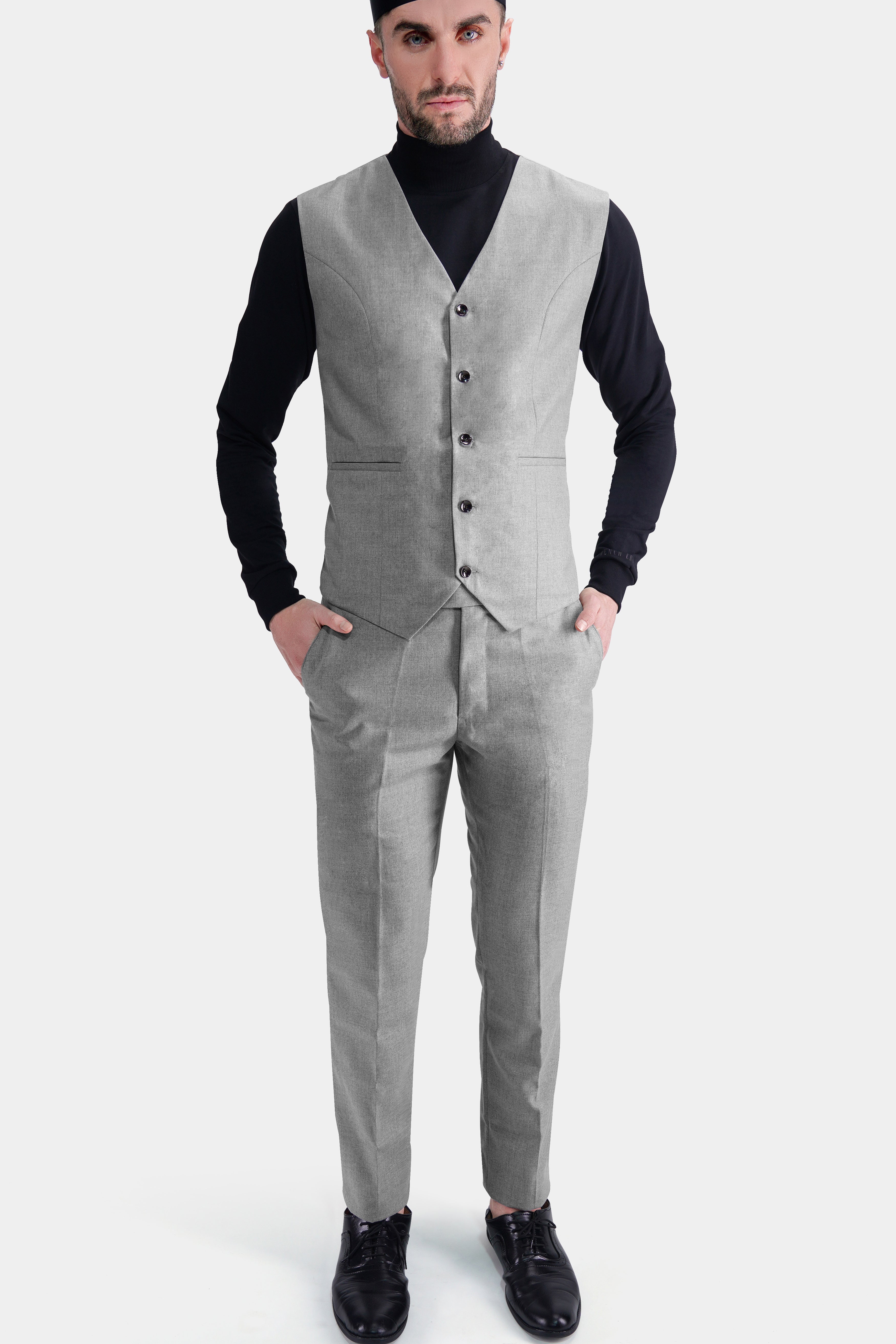 Pale Slate Gray Tweed Waistcoat