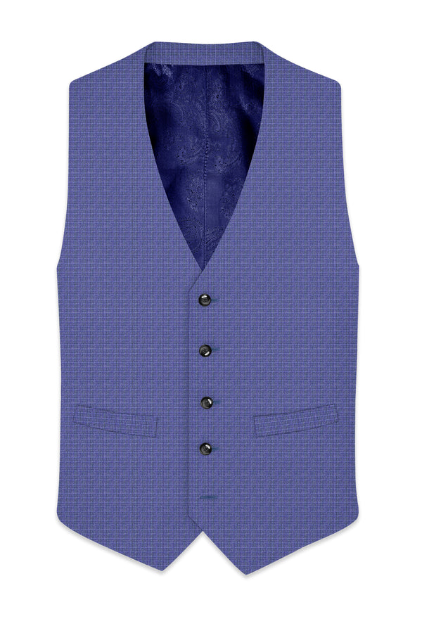 Scampi Blue and Muesli Brown Plaid Wool Rich Waistcoat