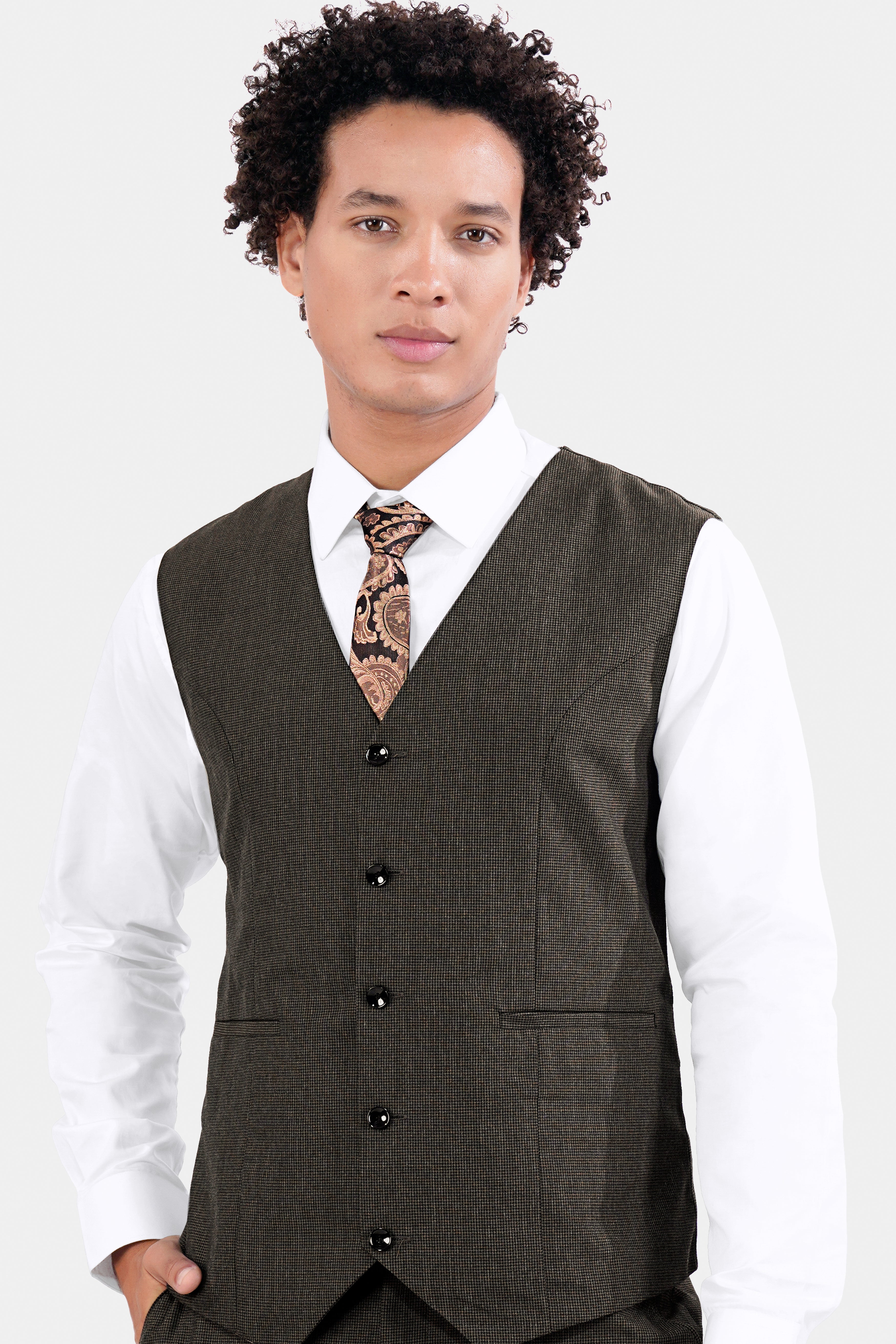 Mine Brown Wool Rich Waistcoat V2899-36, V2899-38, V2899-40, V2899-42, V2899-44, V2899-46, V2899-48, V2899-50, V2899-99, V2899-54, V2899-56, V2899-58, V2899-60