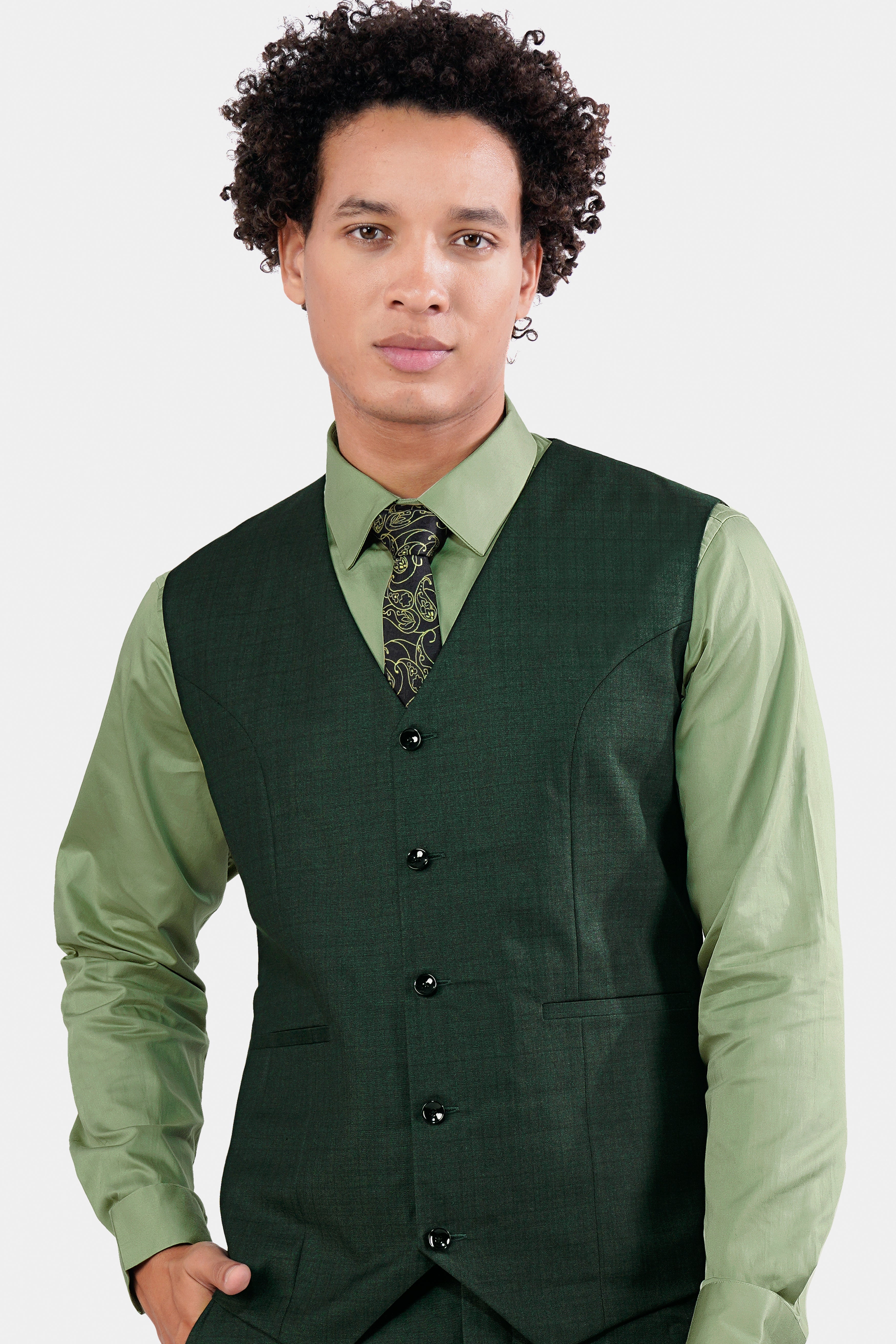 Gable Green Wool Rich Waistcoat V2901-36, V2901-38, V2901-40, V2901-42, V2901-44, V2901-46, V2901-48, V2901-50, V2901-01, V2901-54, V2901-56, V2901-58, V2901-60